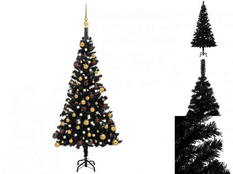 vidaXL Künstlicher Weihnachtsbaum »Künstlicher Weihnachtsbaum mit LEDs Schmuck Schwarz 120cm PVC«