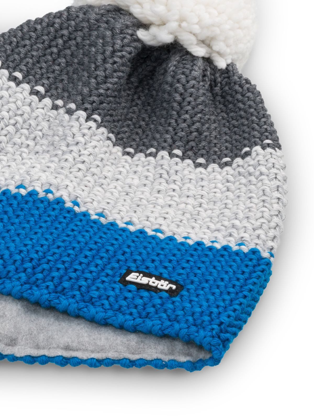 Eisbär Bommelmütze Wintermütze Star mit Bommel (Pompon) blau/grau - 1 Stück günstig online kaufen