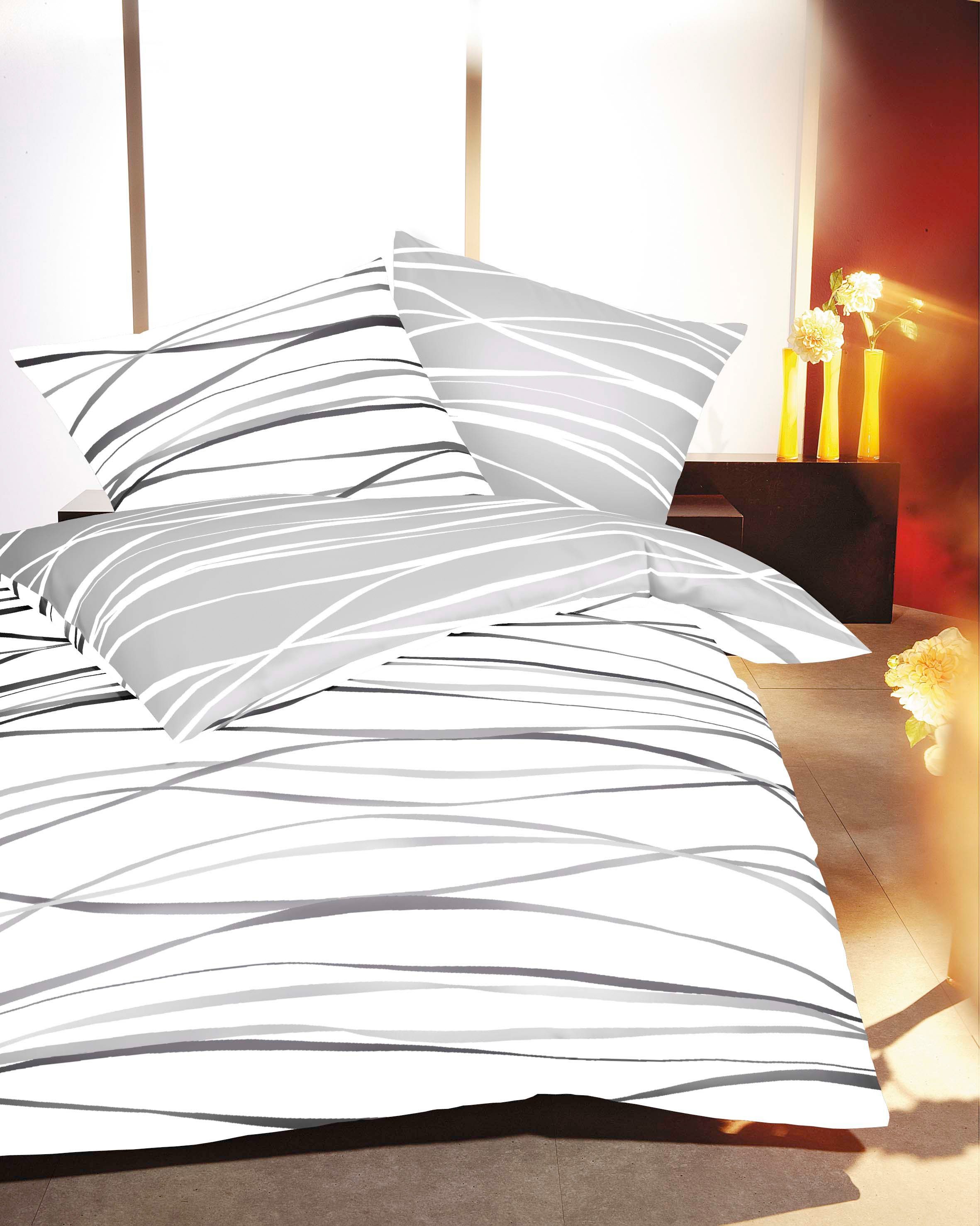 Kaeppel Wendebettwäsche Motion, Feinbiber, 2 teilig, Mit feinen Wellenlinie günstig online kaufen