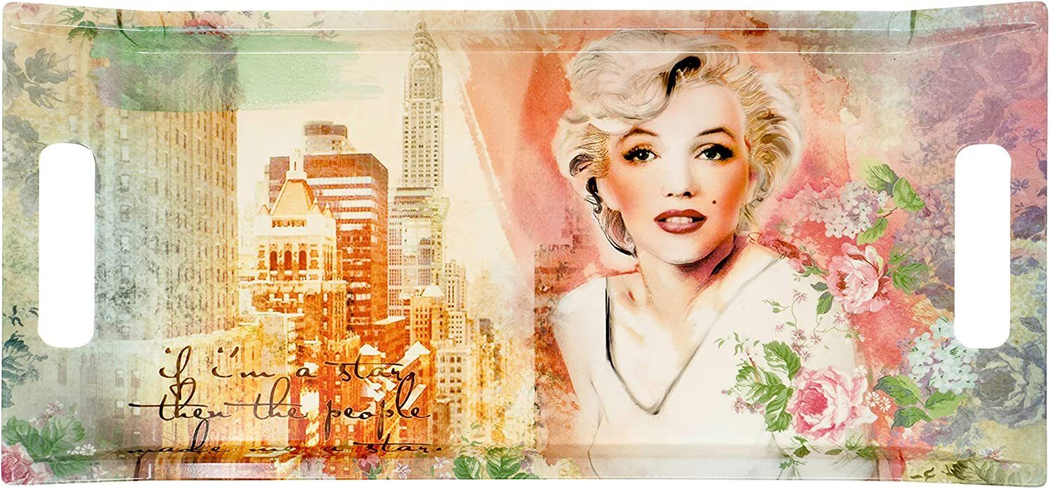 Lashuma Tablett Marilyn, Melamin, (1-tlg), Modernes Teetablett bunt 41x19 cm