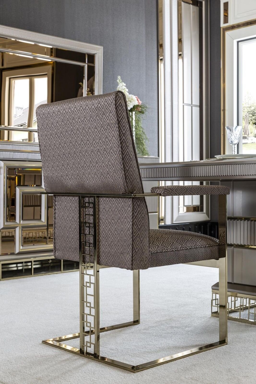 JVmoebel Esszimmerstuhl Stuhl Grau Luxus Elegantes Stühle Schön Esszimmer Design Möbel Modern