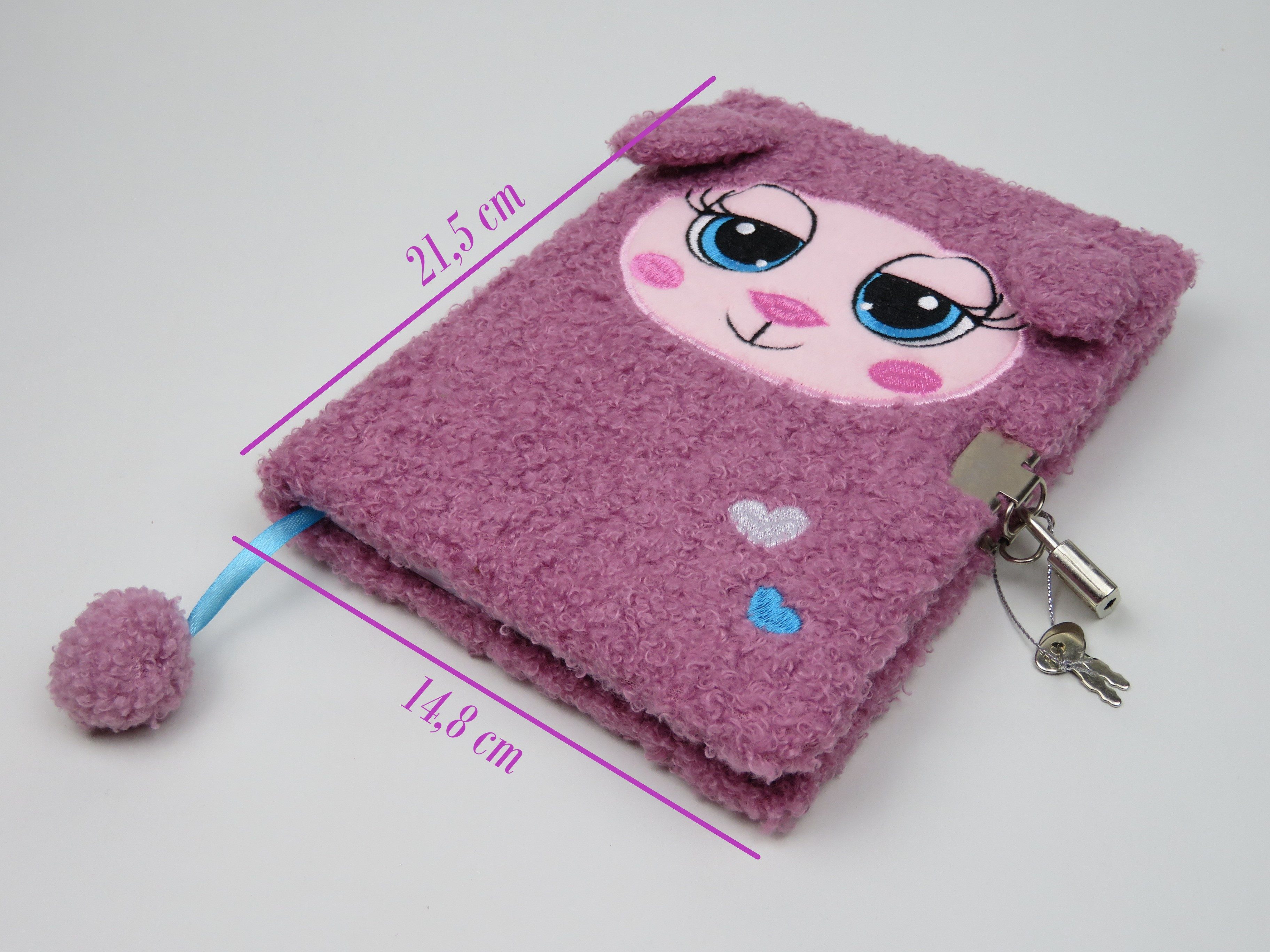 KiddiBex Tagebuch Mädchen mit Schloss & Geschenkverpackung, Tagebuch Mädchen Plüsch, Notizbuch, Liniert – A5 flauschiges Tagebuch