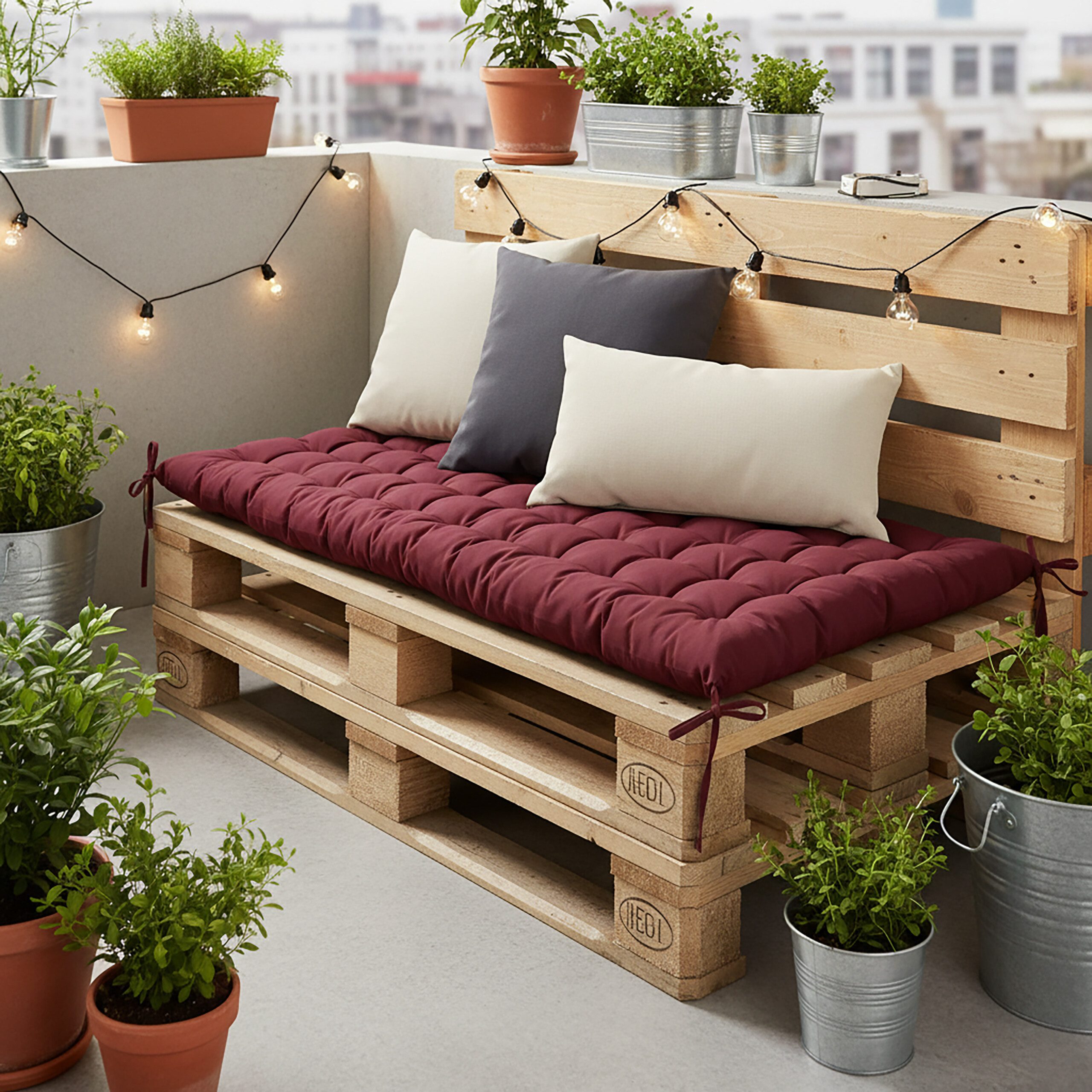 relaxdays Bankauflage Gesteppte Bankauflage, (1 St), rot, 180 x 70 cm – Bild 3 von 5