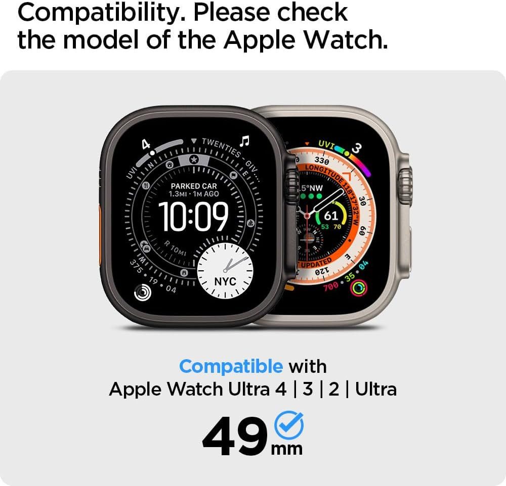 Spigen Displayschutzglas 2x Panzerglas für Apple Watch Ultra 4/3/2/1 Displayschutz Schutzglas für Apple Watch Ultra 4, 2x Displayschutz-Set, 2 Stück, 9H Hartgla – Bild 2 von 5
