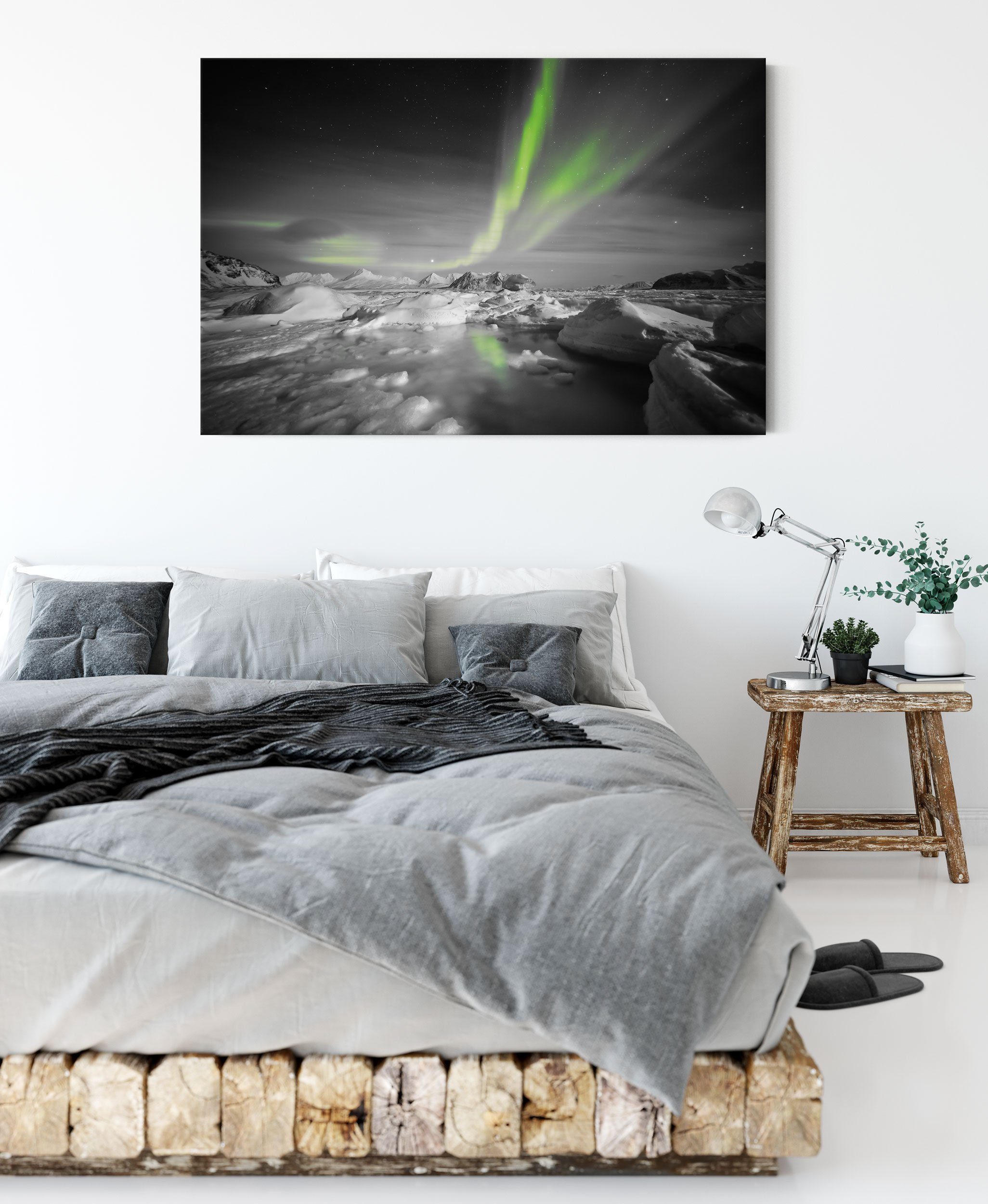 Pixxprint Leinwandbild gewaltiges Polarlicht, Zackenaufhänger St), bespannt, fertig (1 Polarlicht Leinwandbild gewaltiges inkl