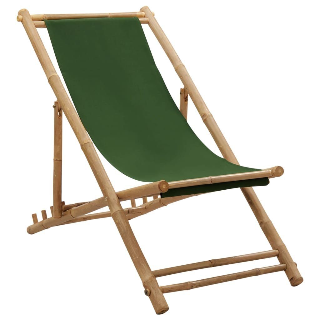 vidaXL Gartenstuhl Liegestuhl Bambus und Segeltuch Grün (1 St) | Stühle