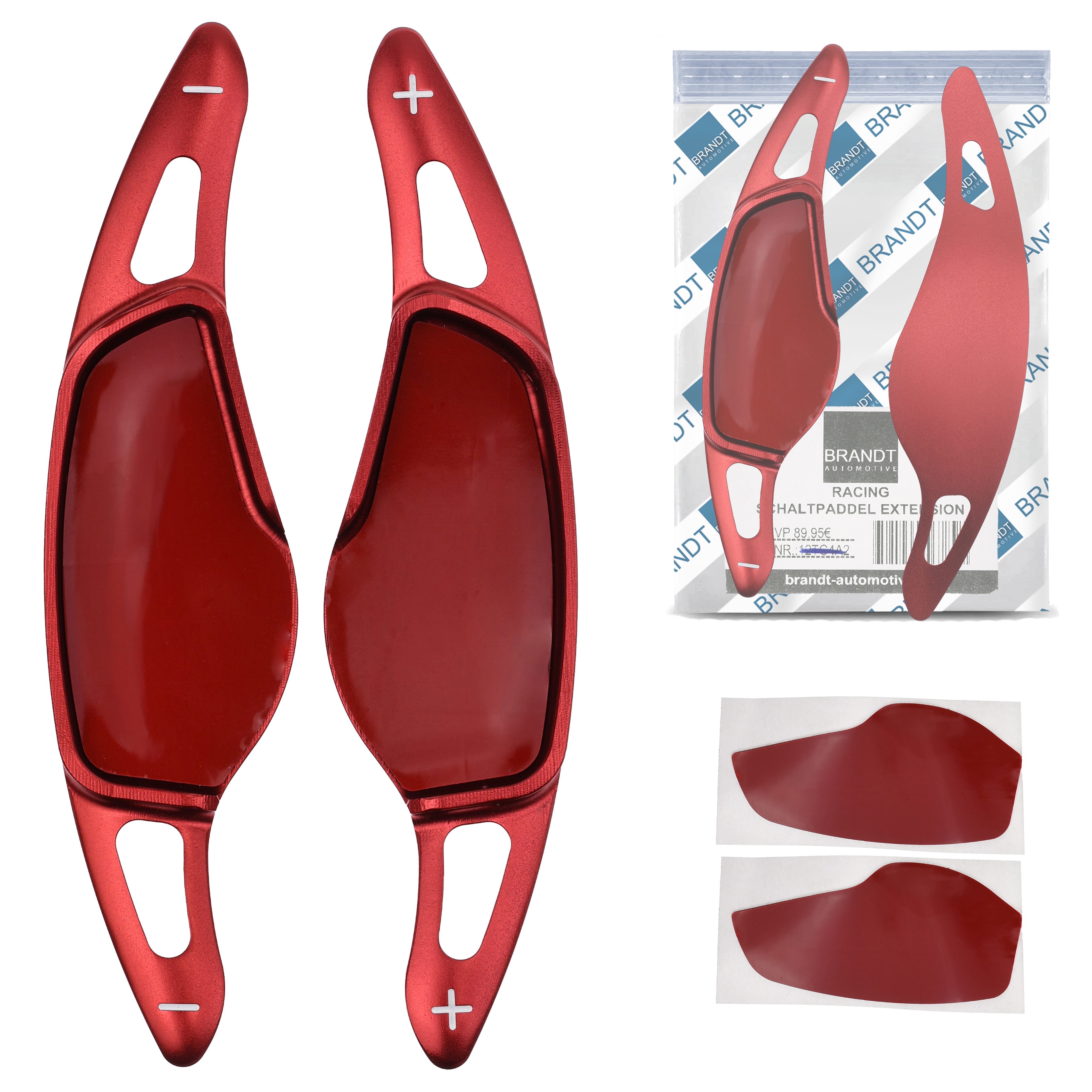 BRANDT AUTOMOTIVE Lenkeradapter Auto Lenkrad Schaltwippen Verlängerung SET Aluminium ROT, (2-tlg., für BMW F40 G20 21 G80 81 G28 G22 G23 G82 G26 G30 F90 G31 G38 F91)