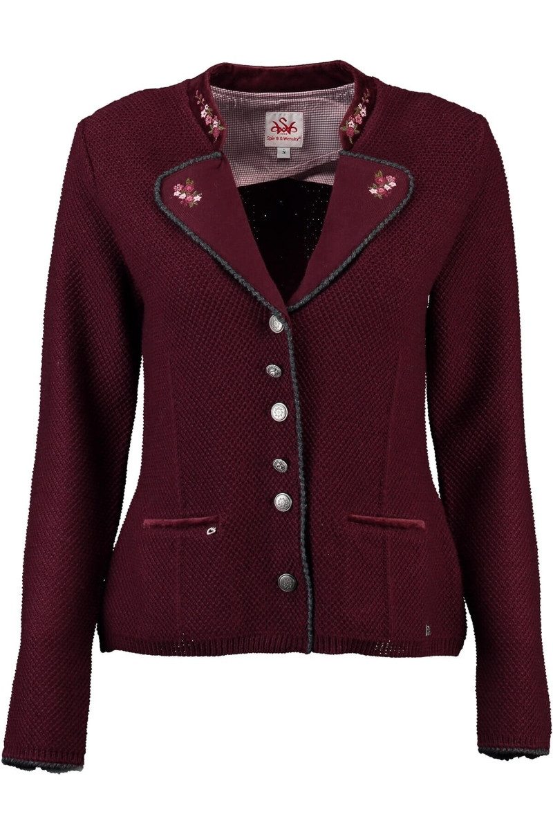 Spieth & Wensky Trachtenstrickjacke Trachten Strickjacke - SÜSSKLEE - burgund, schwarz