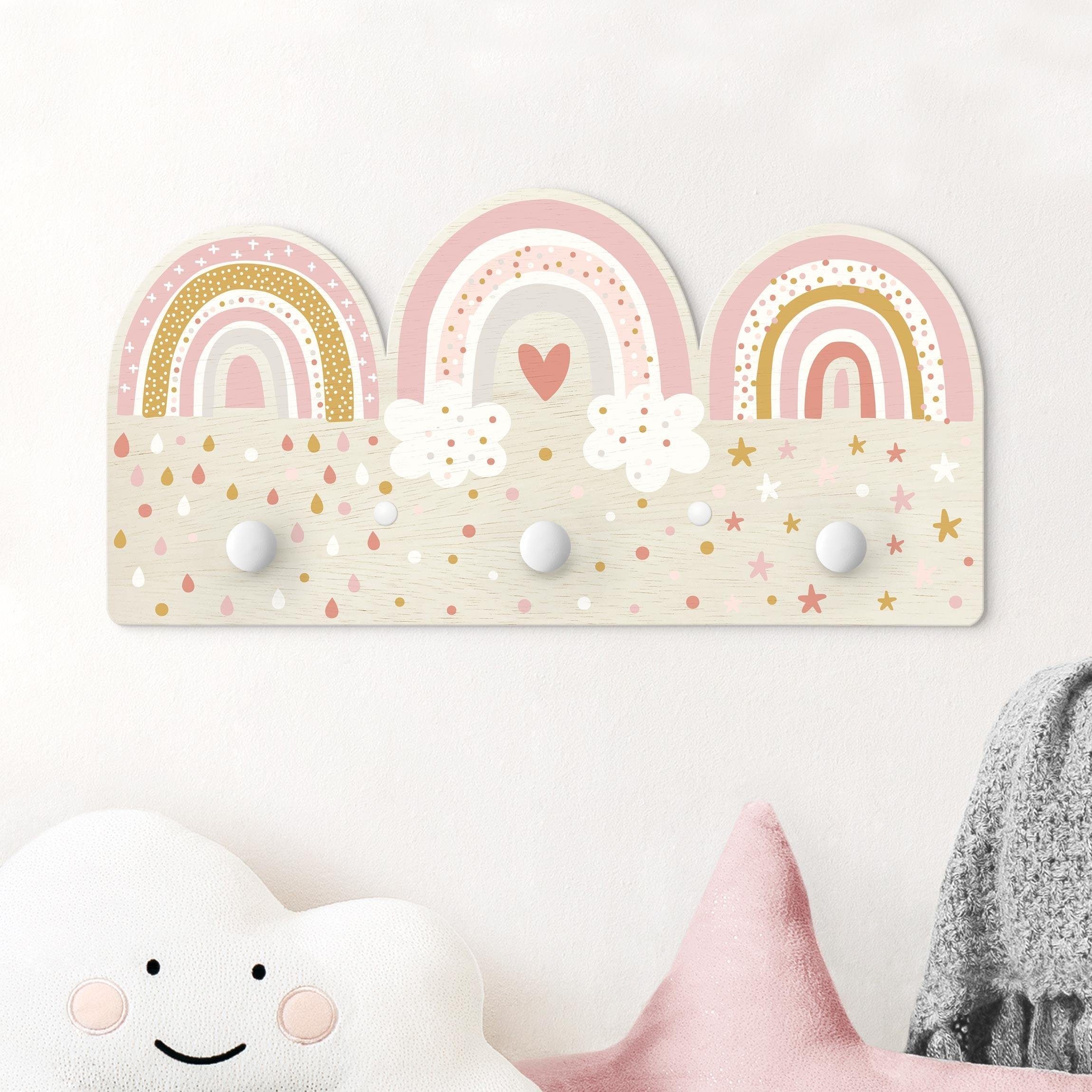 Bilderdepot24 Garderobenpaneel rosa Muster Weltall Himmel Sterne Regenbögen günstig online kaufen