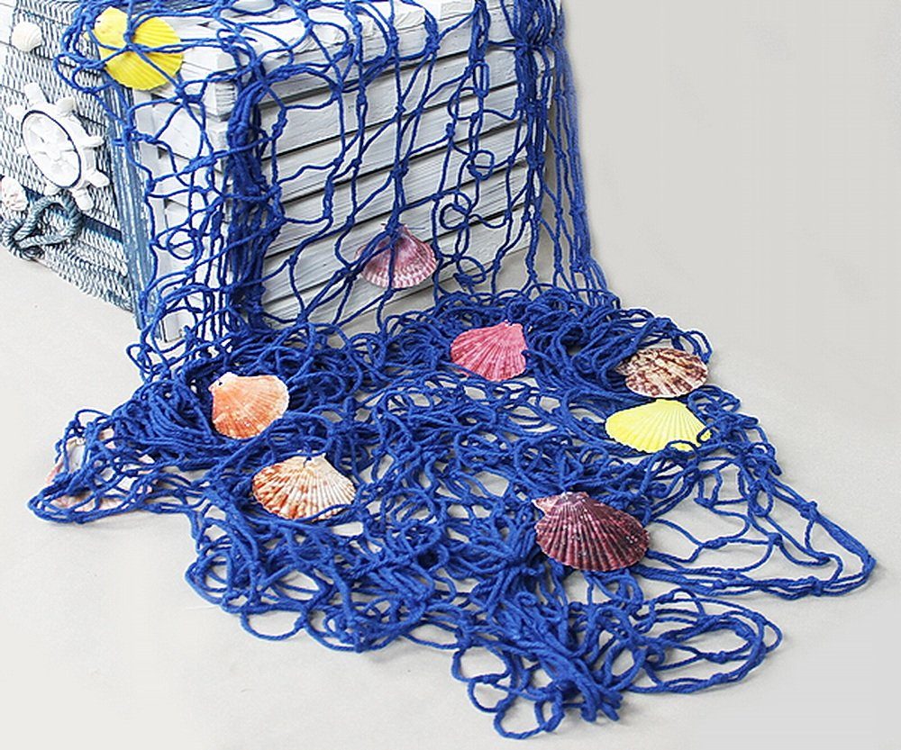 Maritim Design Yudu mit Muscheln blau Baumwolle Dicke Dekonetz Hängedekoration Fischernetz
