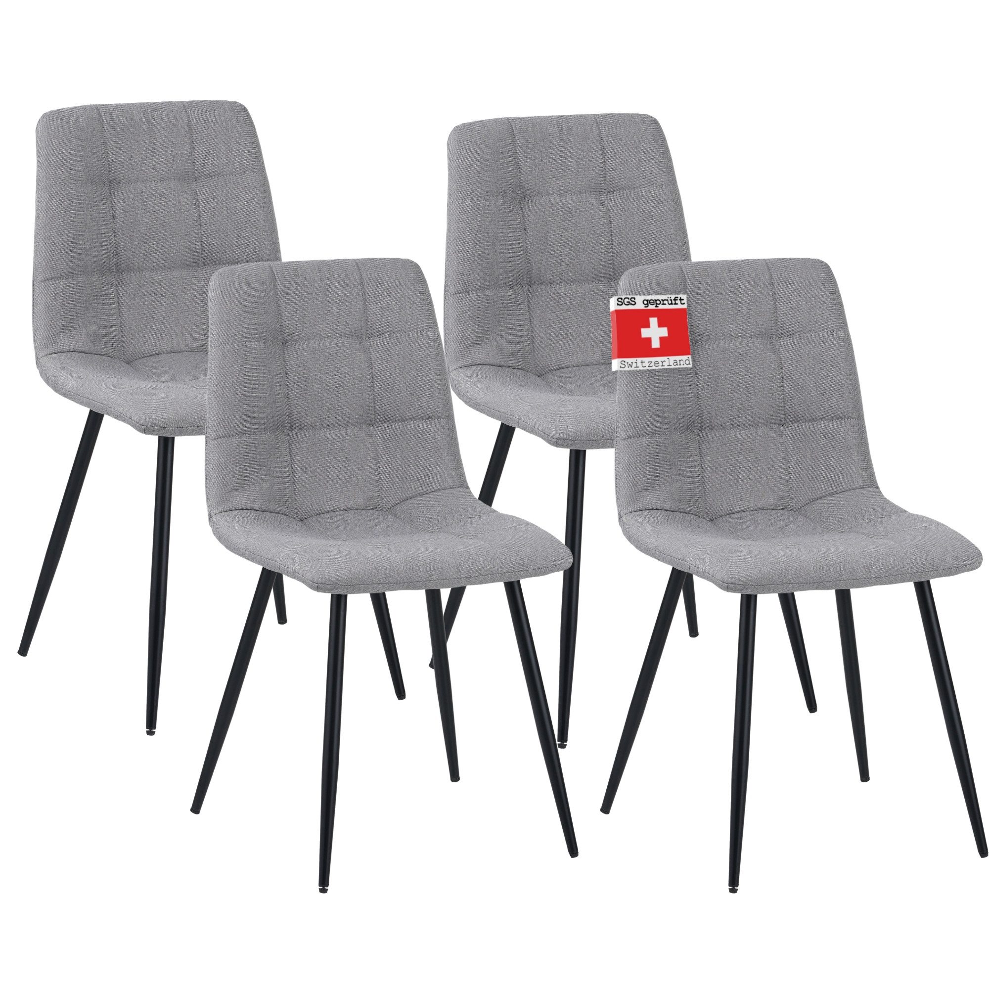 Albatros International Esszimmerstuhl Esszimmerstuhl BORA 4er Set Grau Stof günstig online kaufen