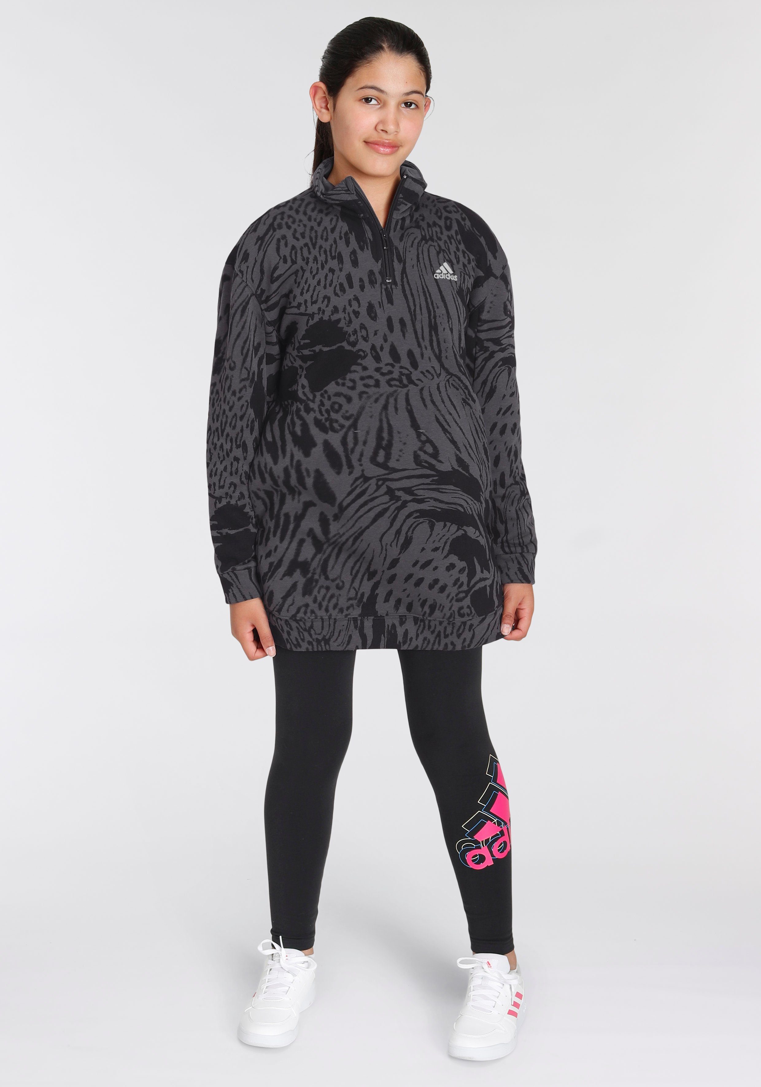 Sportswear HALF-ZIP ANIMAL PRINT KLEID Sweatkleid LOOSE FUTURE ICONS adidas HYBRID COTTON