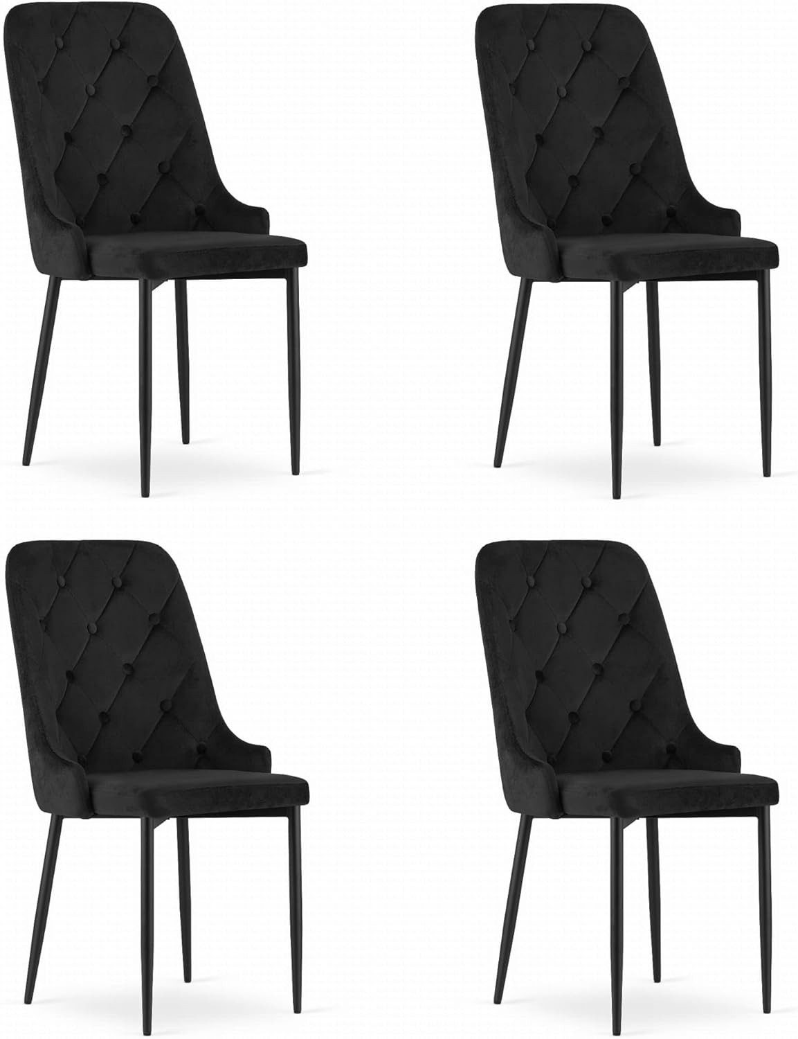 Esszimmerstuhl schwarzer Samt-Esszimmerstuhl mit Metallbeinen – modern, 4er-Set