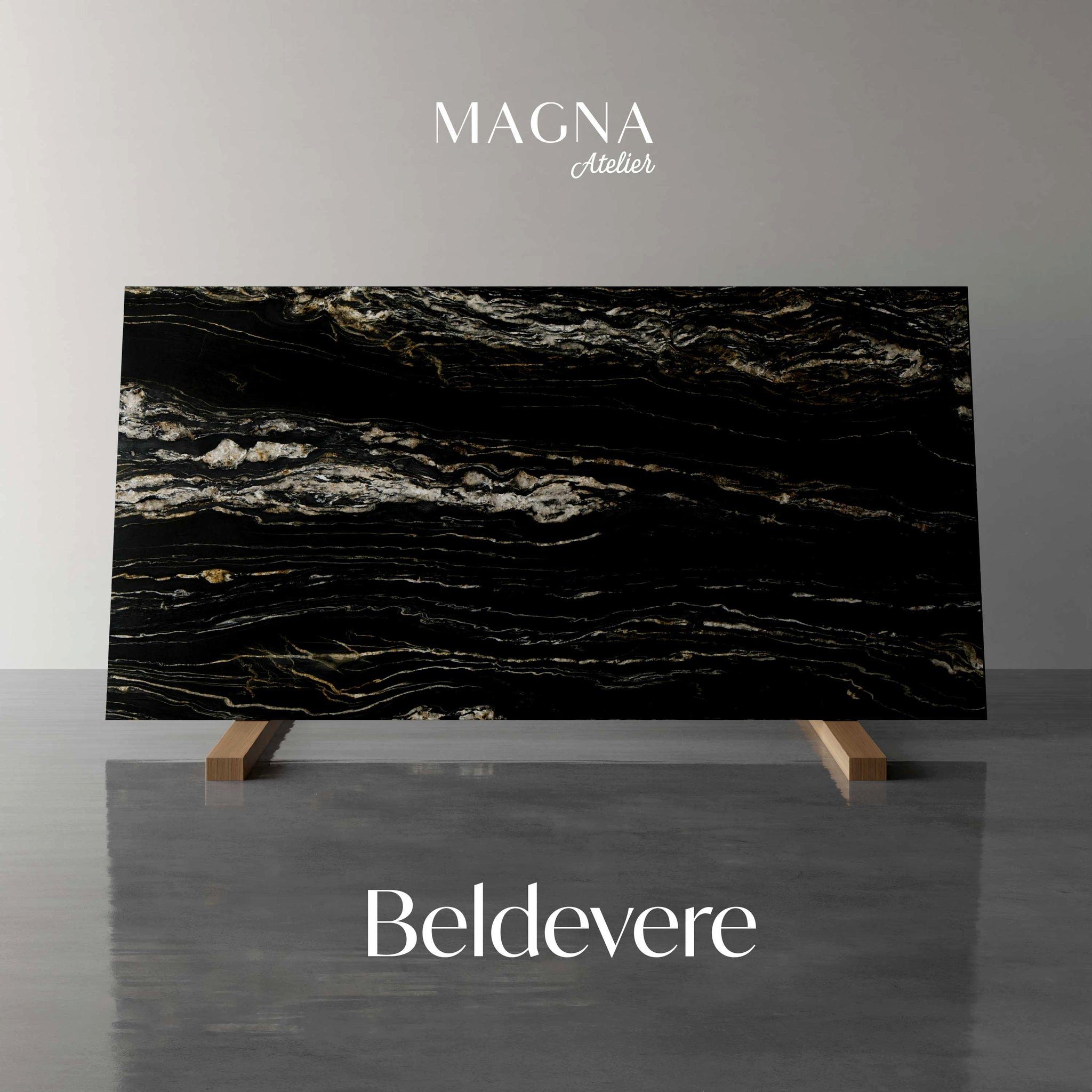 MAMOR, Küchentisch 200x100x75cm eckig, Esstisch schwarz mit Atelier Belvedere SPIDER ECHTEM Metallgestell, MAGNA