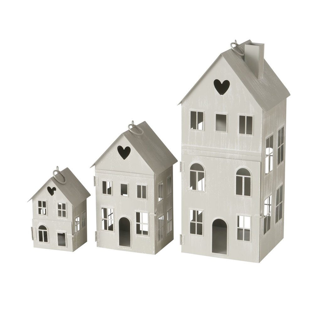 BOLTZE Kerzenlaterne 3tlg. Laterne MY HOME grau beige H14-36cm Metallhaus W günstig online kaufen