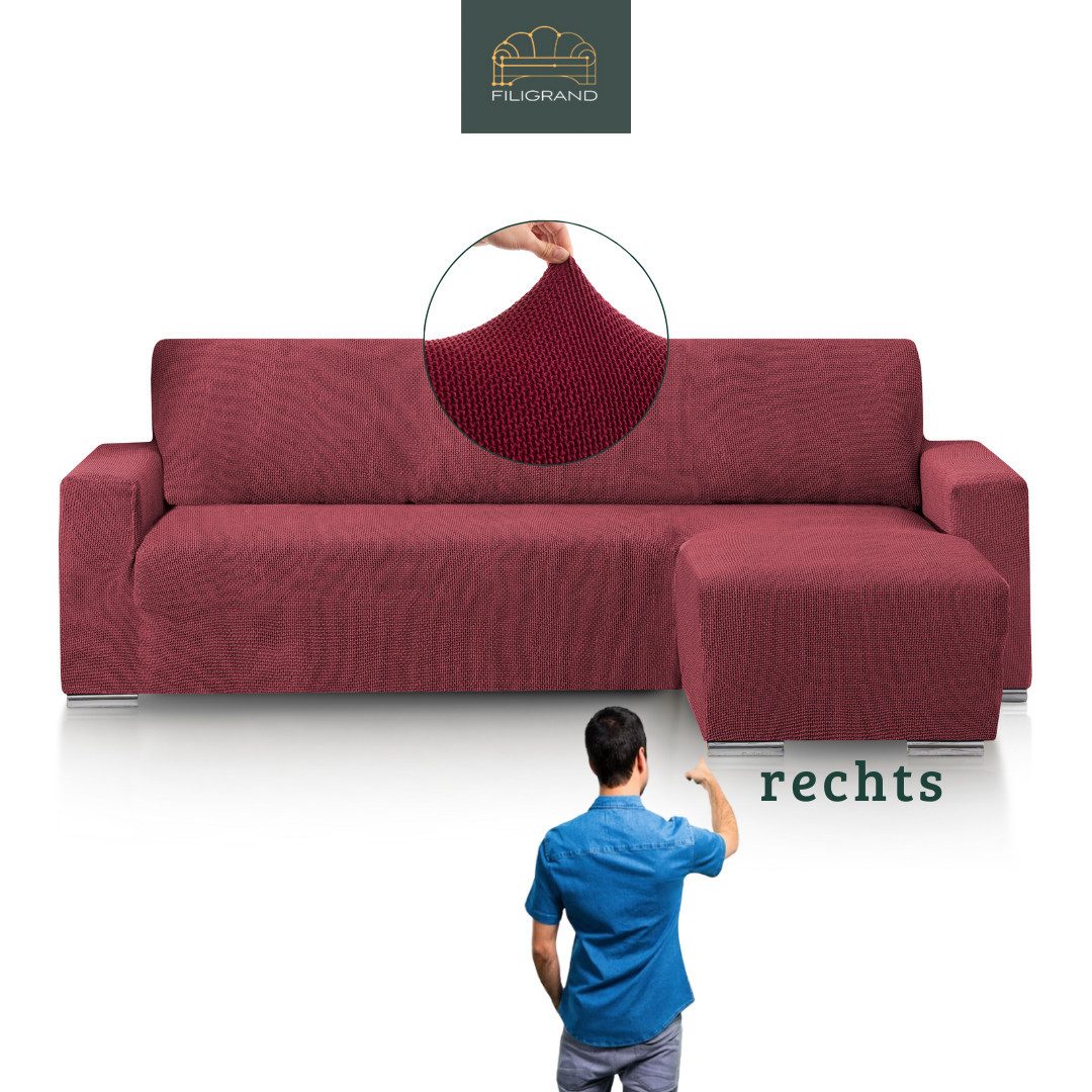 Belmarti Sofahusse 1-teiliger Sofabezug für L-Form mit Ottomane, hergestellt in Spanien, elastisches Material, hochwertiger und langlebiger Baumwollmix