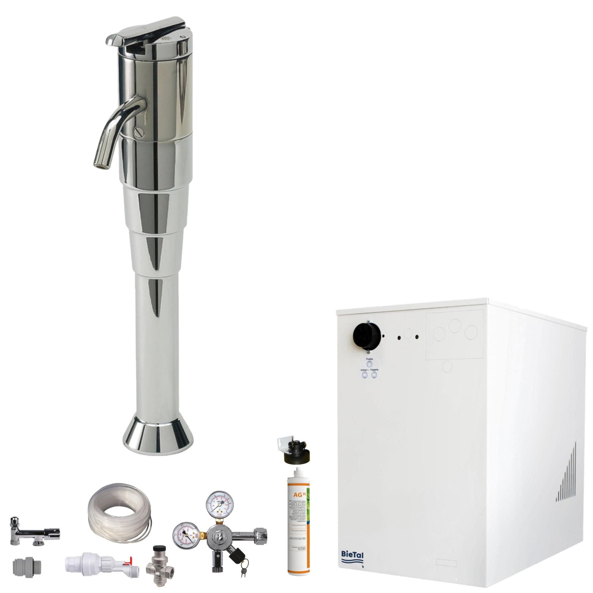 BieTal Wassersprudler Tafelwassergerät BieTal® BT-30U mit Kühlung Zapfstelle 3-Wege SET, (Set, ohne CO2 Flasche-tlg., G68 mit Aktivkohle Filteranlage), Sprudelwasseranlage Trinkwasser Wasserspender