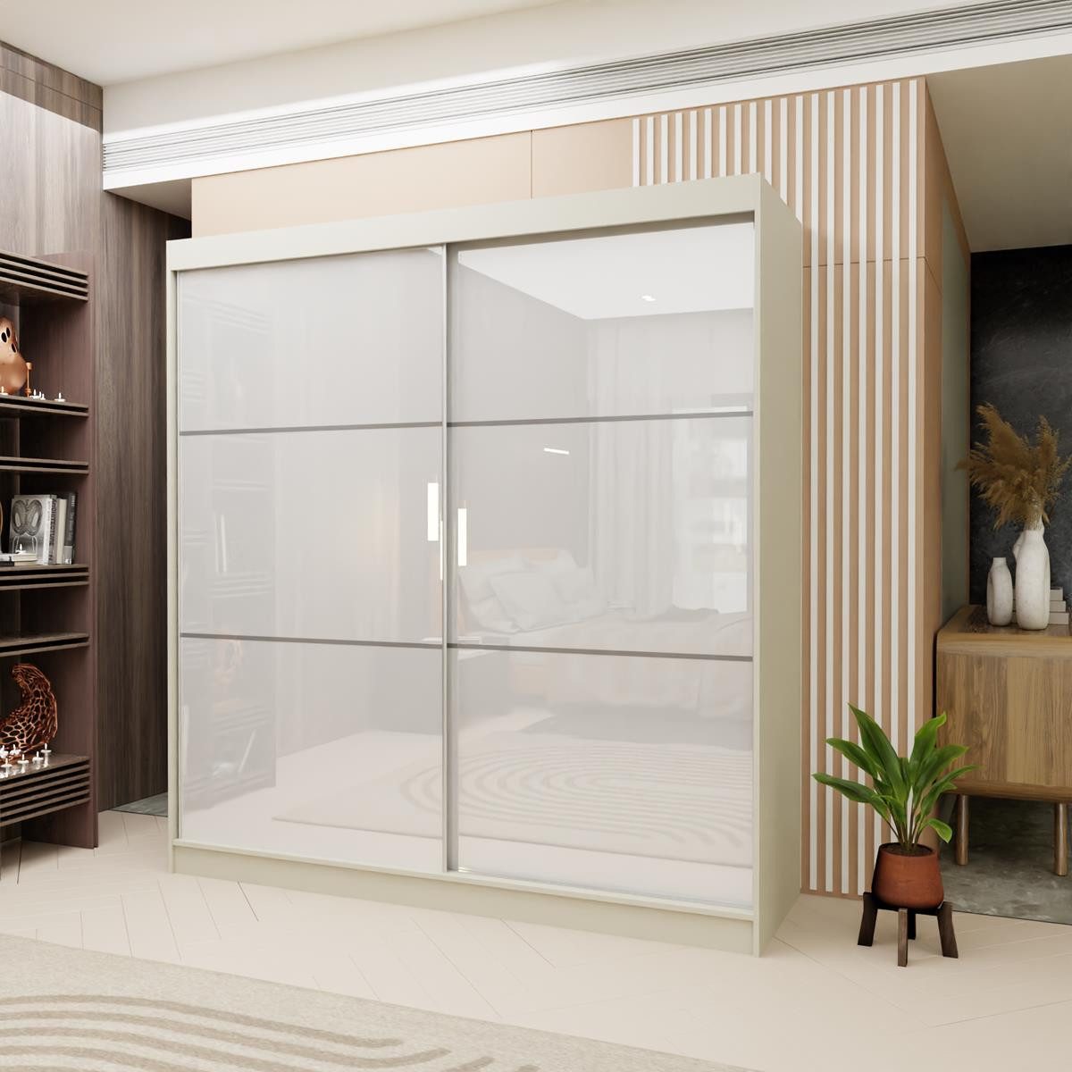 Compleo Schwebetürenschrank CINZIA, Schrank mit Lacobel günstig online kaufen