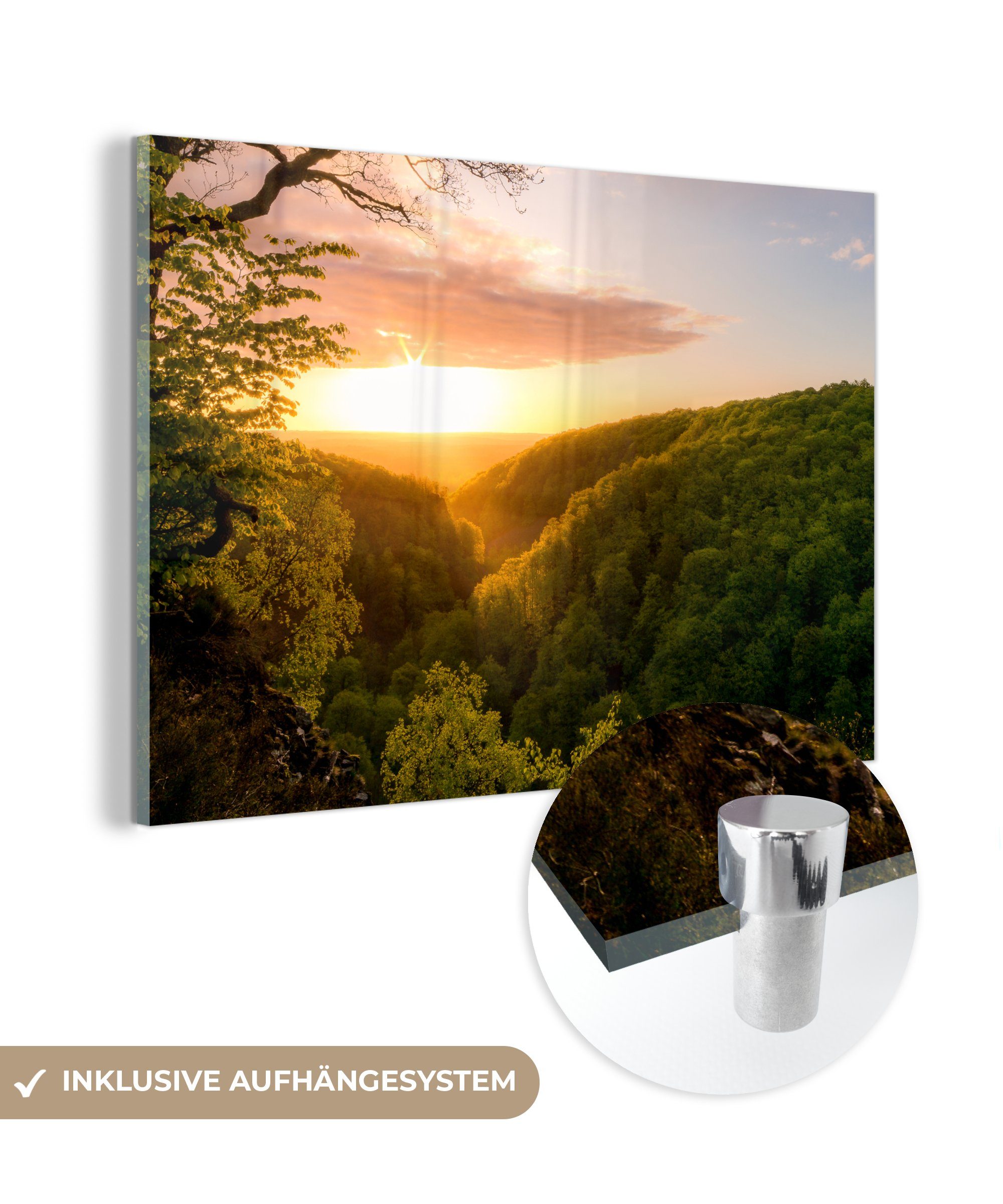 [Schauen Sie sich neue Artikel an!] MuchoWow Acrylglasbild Sonnenaufgang (1 in & Wohnzimmer Söderåsen-Nationalpark Acrylglasbilder St), im Schweden, Schlafzimmer