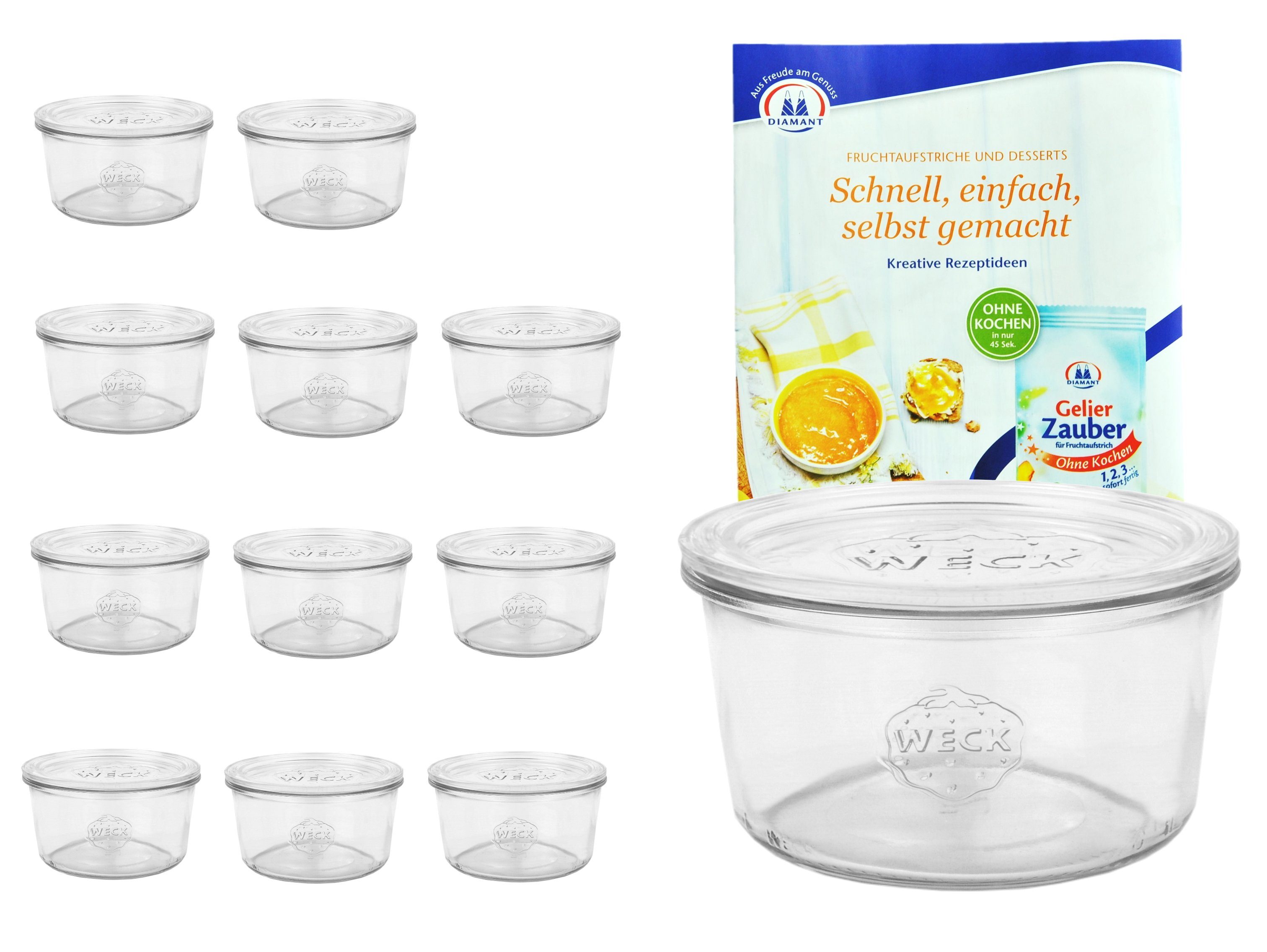 MamboCat Einmachglas 12er Set Weck Gläser 50ml Sturzgläser mit 12 Glasdeckeln Rezeptheft, Glas