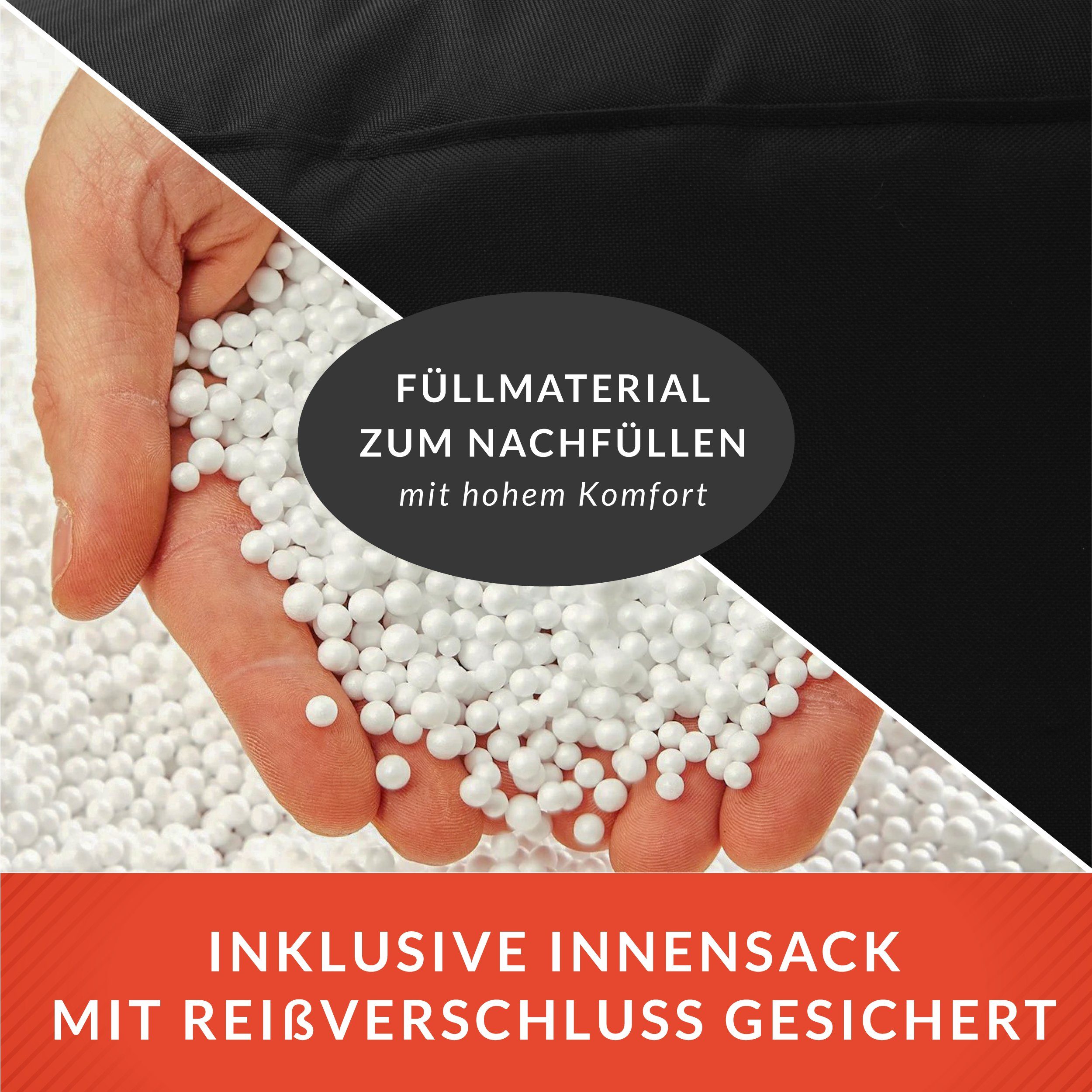 wasserabweisender mit Outdoor Green Bezug), (mit Schwarz Couch Indoor Gartenliege abwaschbarer Perlen & Sitzmöglichkeit Rückenlehne & Bean Füllung Rückenlehne, Sofa Sitzsack mit EPS