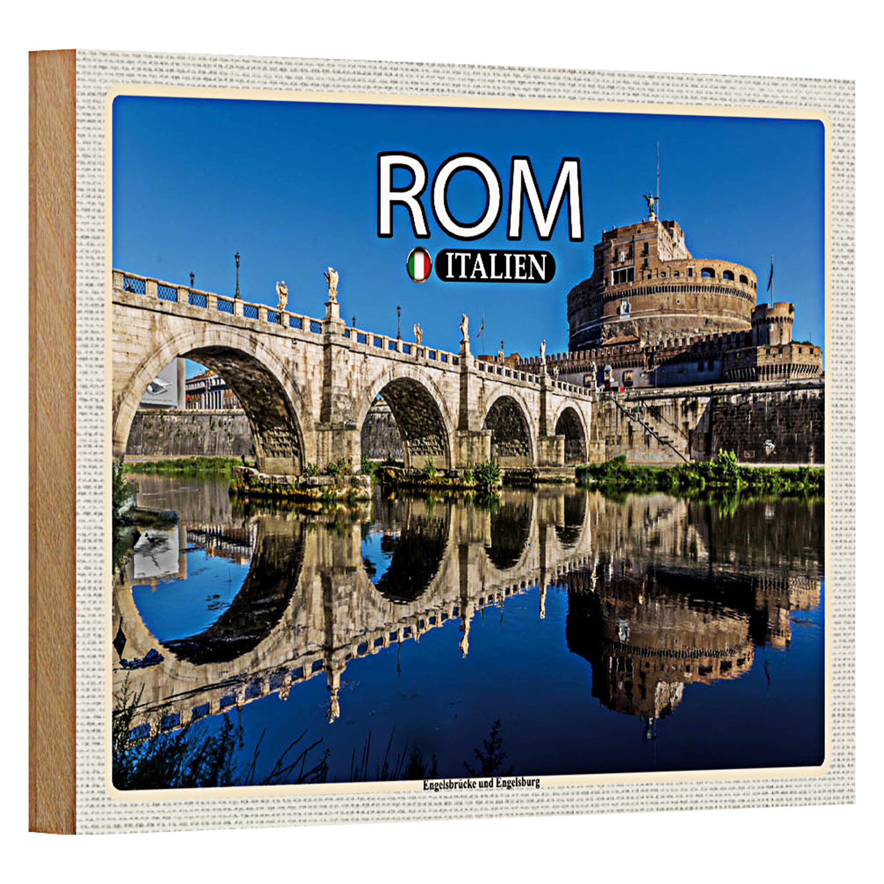 Roomando Holzbild Reise Rom Italien Engelsbrücke Engelsburg 18x12cm