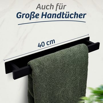 Praknu Handtuchstange Handtuchhalter Schwarz zum Kleben 40cm horizontal/vertikal