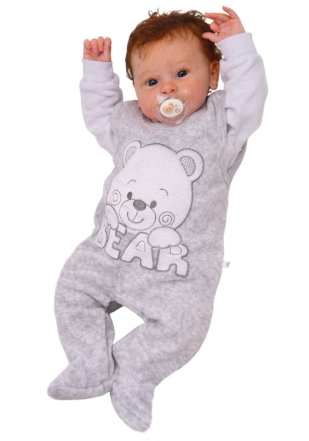 La Bortini Strampler Stramplerhose Hemdchen Baby anzug aus weichem Velours Erstlingsset weich, warm, 44 50 56 62 68