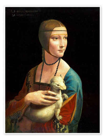 Posterlounge Poster Leonardo da Vinci, Dame mit dem Hermelin, Malerei