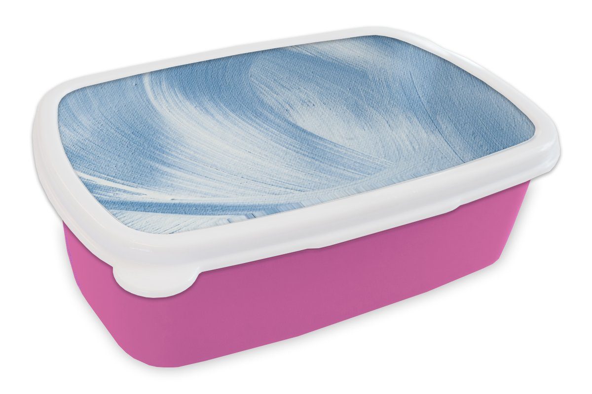 MuchoWow Lunchbox Blau - Acrylfarbe - Gestaltung, Kunststoff, (2-tlg), Brotbox für Erwachsene, Brotdose Kinder, Snackbox, Mädchen, Kunststoff rosa