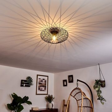 hofstein Deckenleuchte »Pieris« Deckenlampe aus Metall in Schwarz/Gold, ohne Leuchtmittel, E27, Leuchte m. Gitter u. Lichteffekt an der Decke