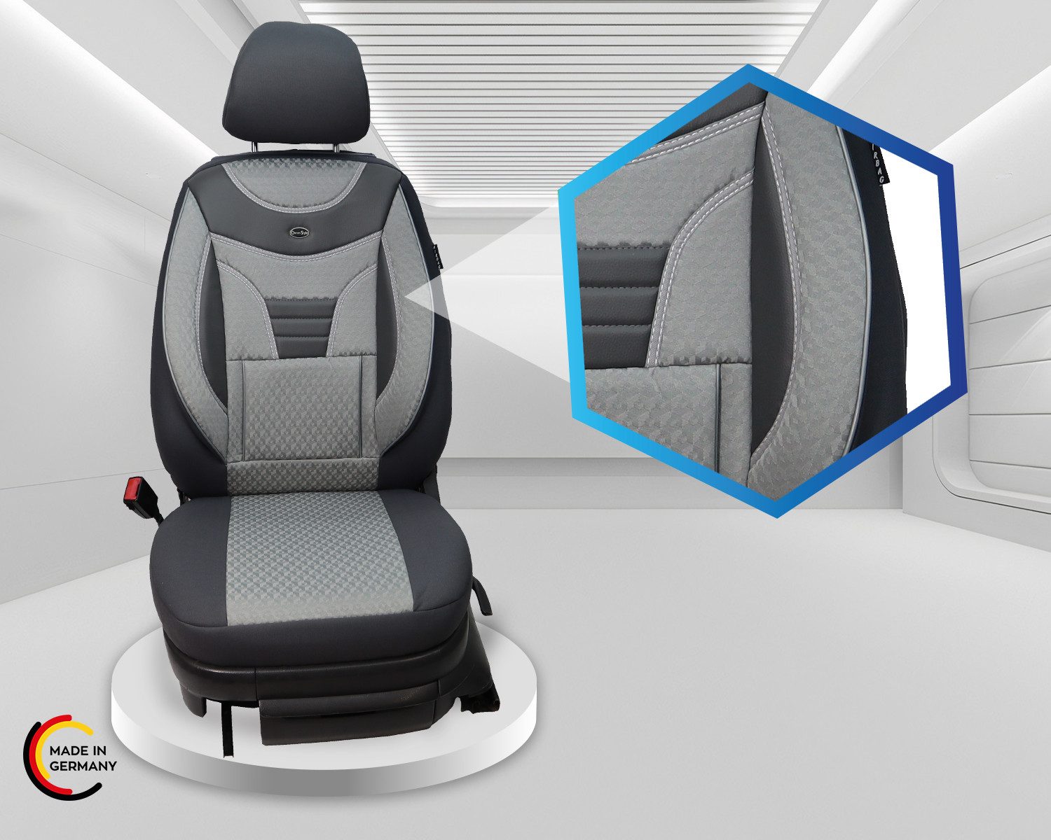 BREMER SITZBEZÜGE Autositzbezug für Polestar Polestar 2 Bj ab 2020 (908), Set, Schonbezüge Sitzbezüge Fahrer und Beifahrer, in Grau