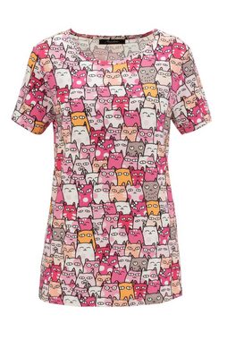 Aniston CASUAL T-Shirt allover mit bunten, niedlichen Kätzchen bedruckt - NEUE KOLLEKTION