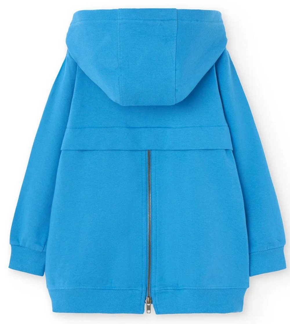 BÒBOLI Sweatjacke BÒBOLI Mädchen Sweatjacke angeraut Jacke Kapuze baltic blau (1-tlg., kein Set)