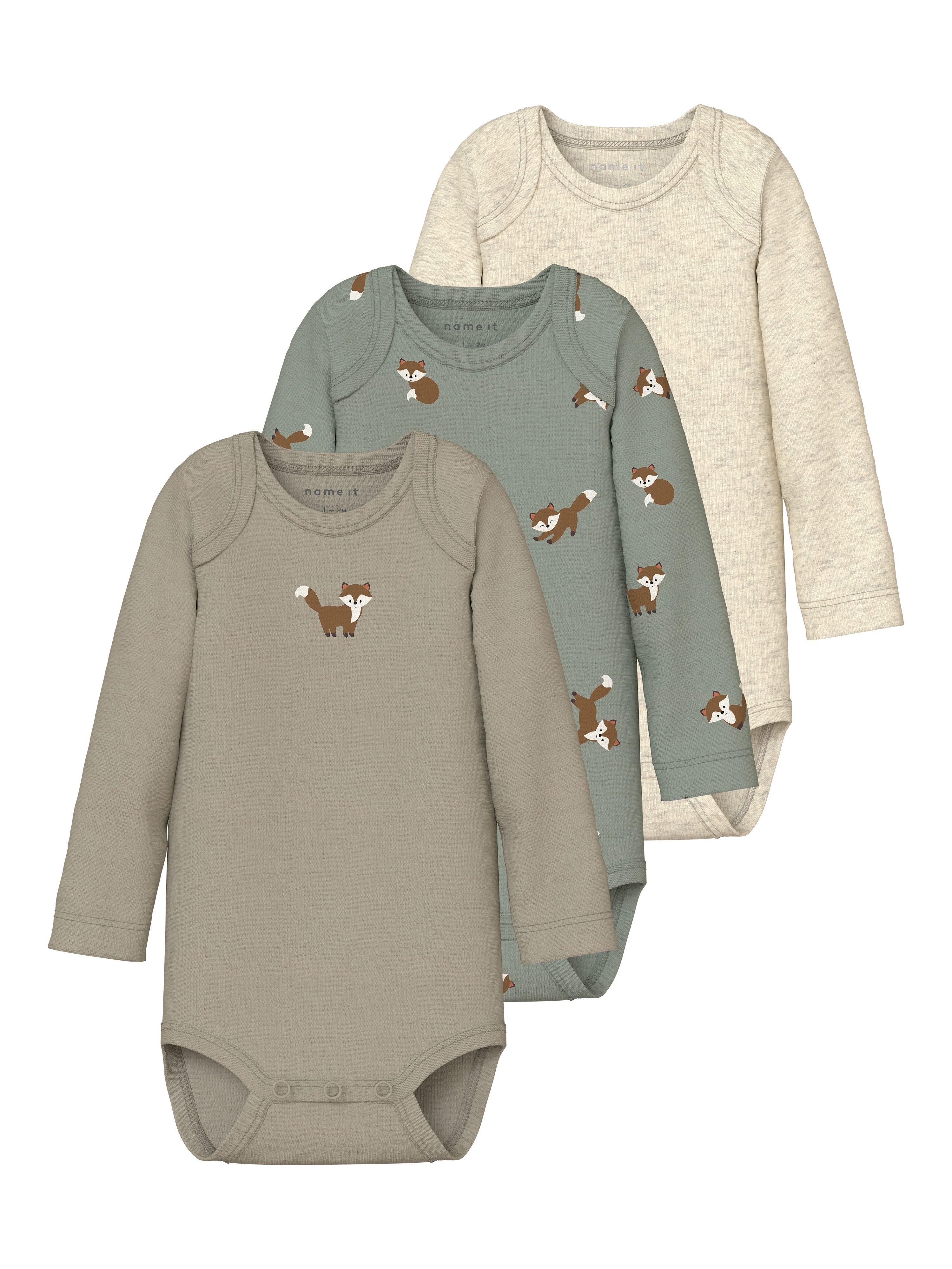 Name It Langarmbody NBMBODY 3P LS FOX NOOS (Packung, 3-tlg)