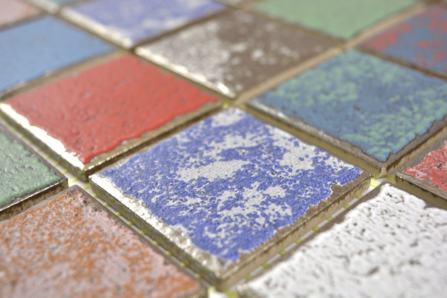 Mosani Mosaikfliesen Keramik Mosaik Fliese bunt Vintage Retro used look