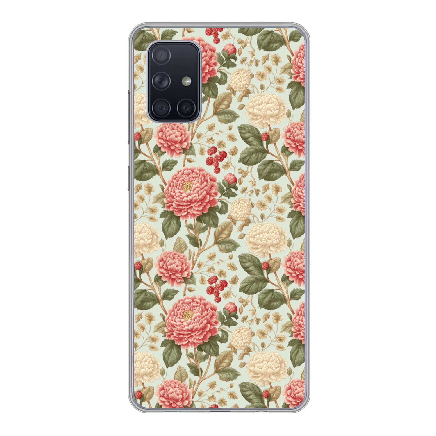 MuchoWow Handyhülle für Samsung Galaxy A51 Klassisch - Botanisch - Mehrfarbig, Smartphone-Bumper, Print, Handy Schutzhülle Dünn