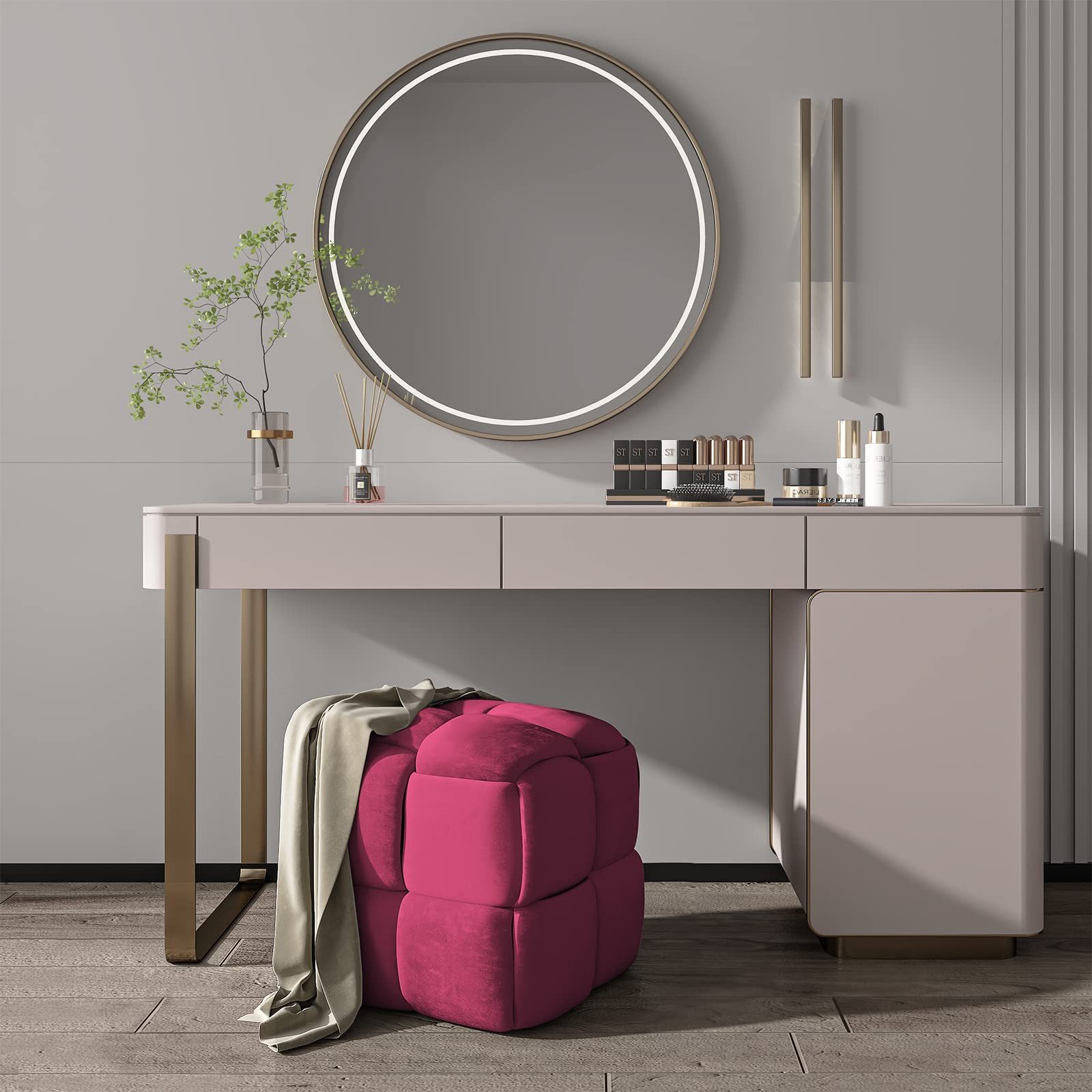 Vesgantti Sitzhocker Fußhoker aus Samt Moderne Sitztruhe für Wohnzimmer, Schlafzimmer