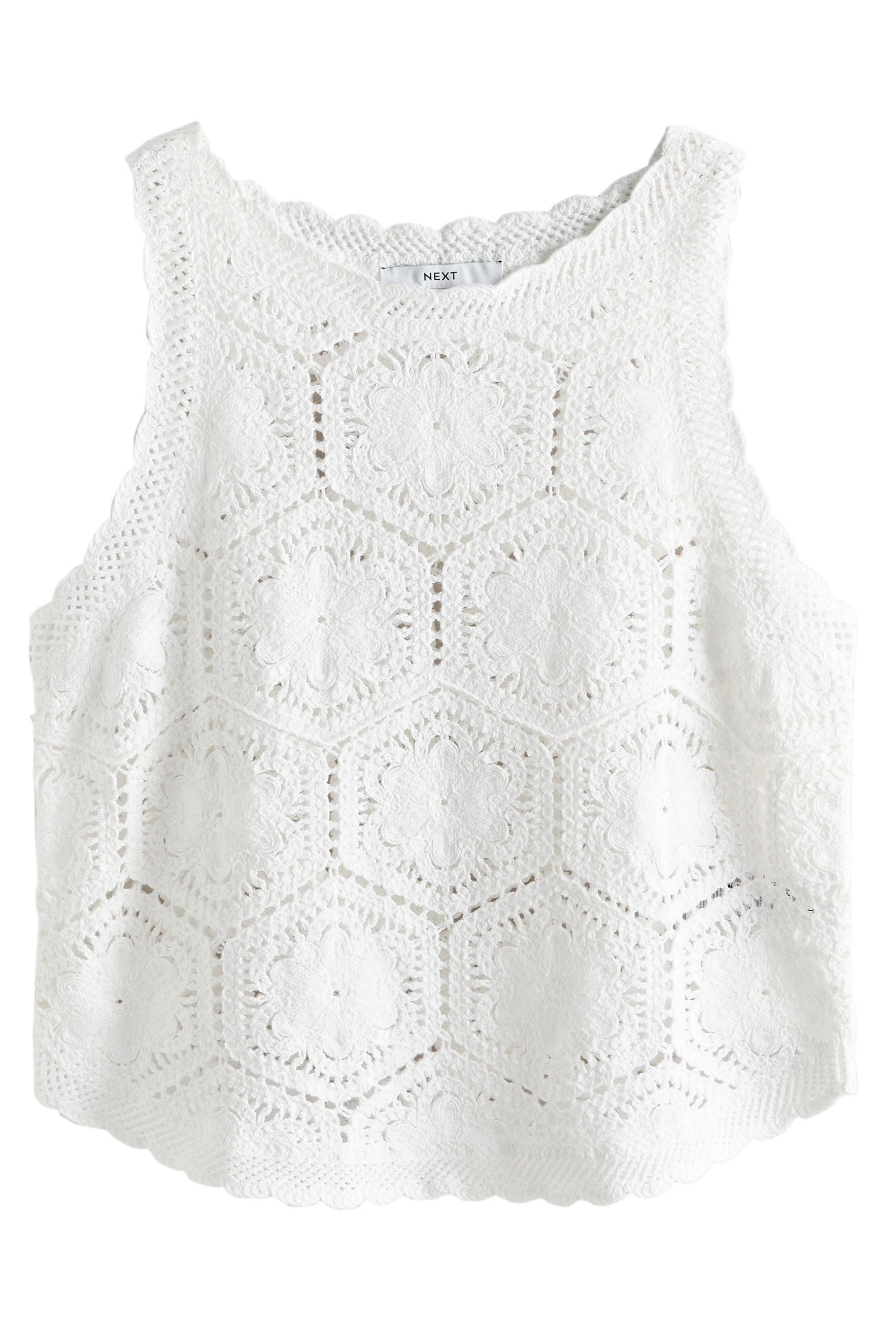 Next Trägertop Geblümtes Tanktop in Häkeloptik (1-tlg)