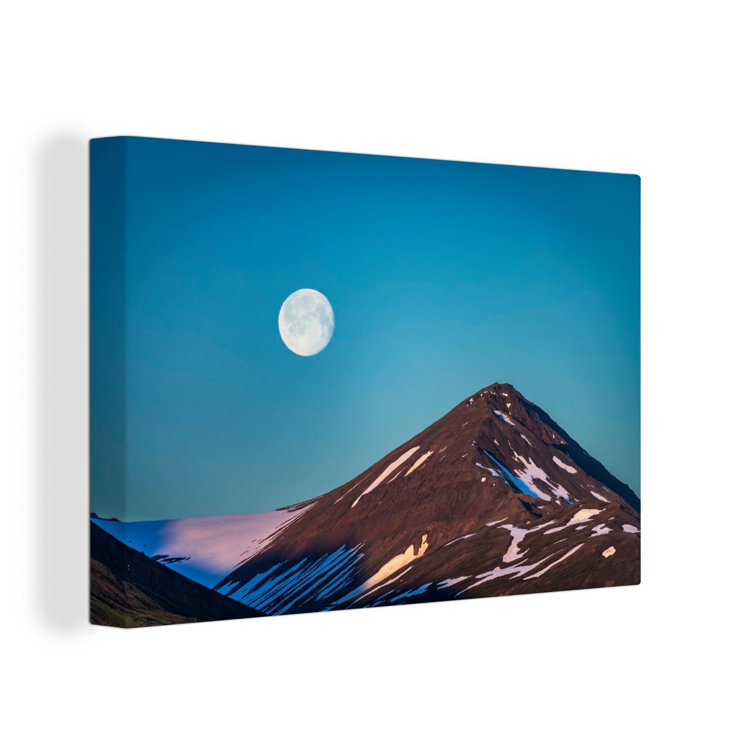 OneMillionCanvasses® Leinwandbild Mond - Berg - Gletscher, (1 St), Wandbild Leinwandbilder, Aufhängefertig, Wanddeko, 30x20 cm