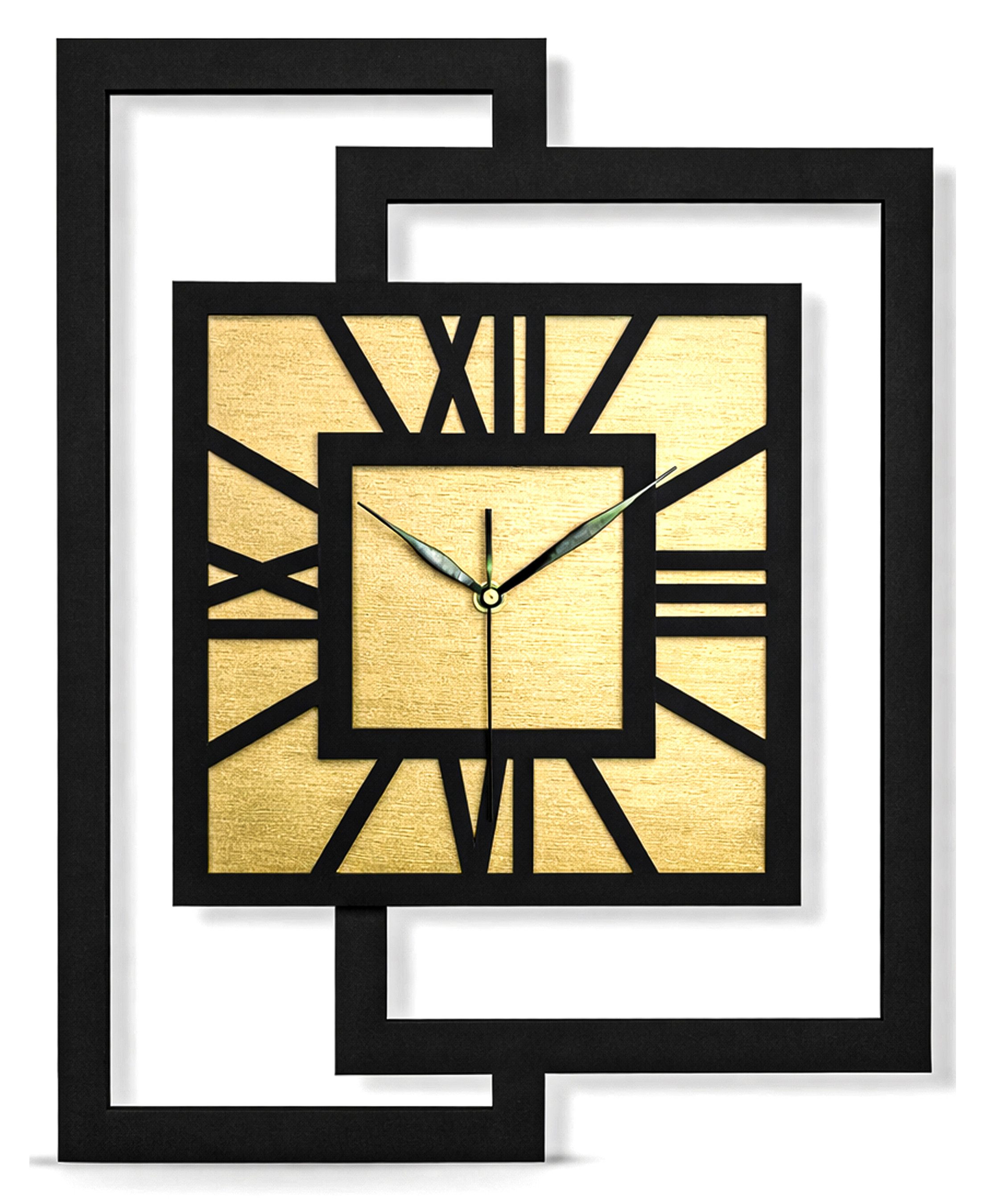 ORNAMENTI Wanduhr Grosse, moderne, geometrisch, Holz, hingucker, Loft, Rechteck (römisch, römische Ziffern, ohne Ticken, Wanddeko)