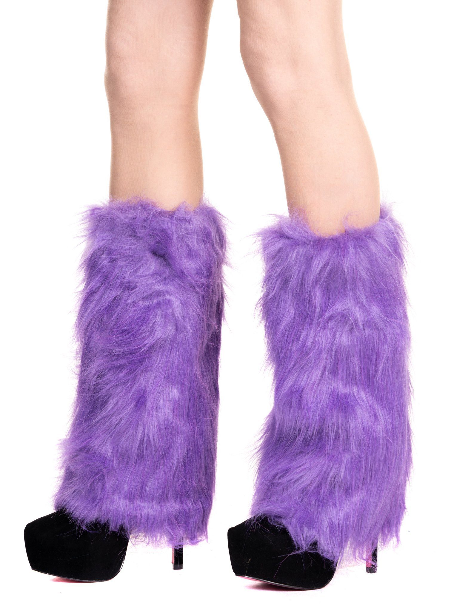 Leg Avenue Kostüm Lila Beinstulpen - Karneval Faschingskostüm, Flauschige Legwarmer aus buntem Kunstfell