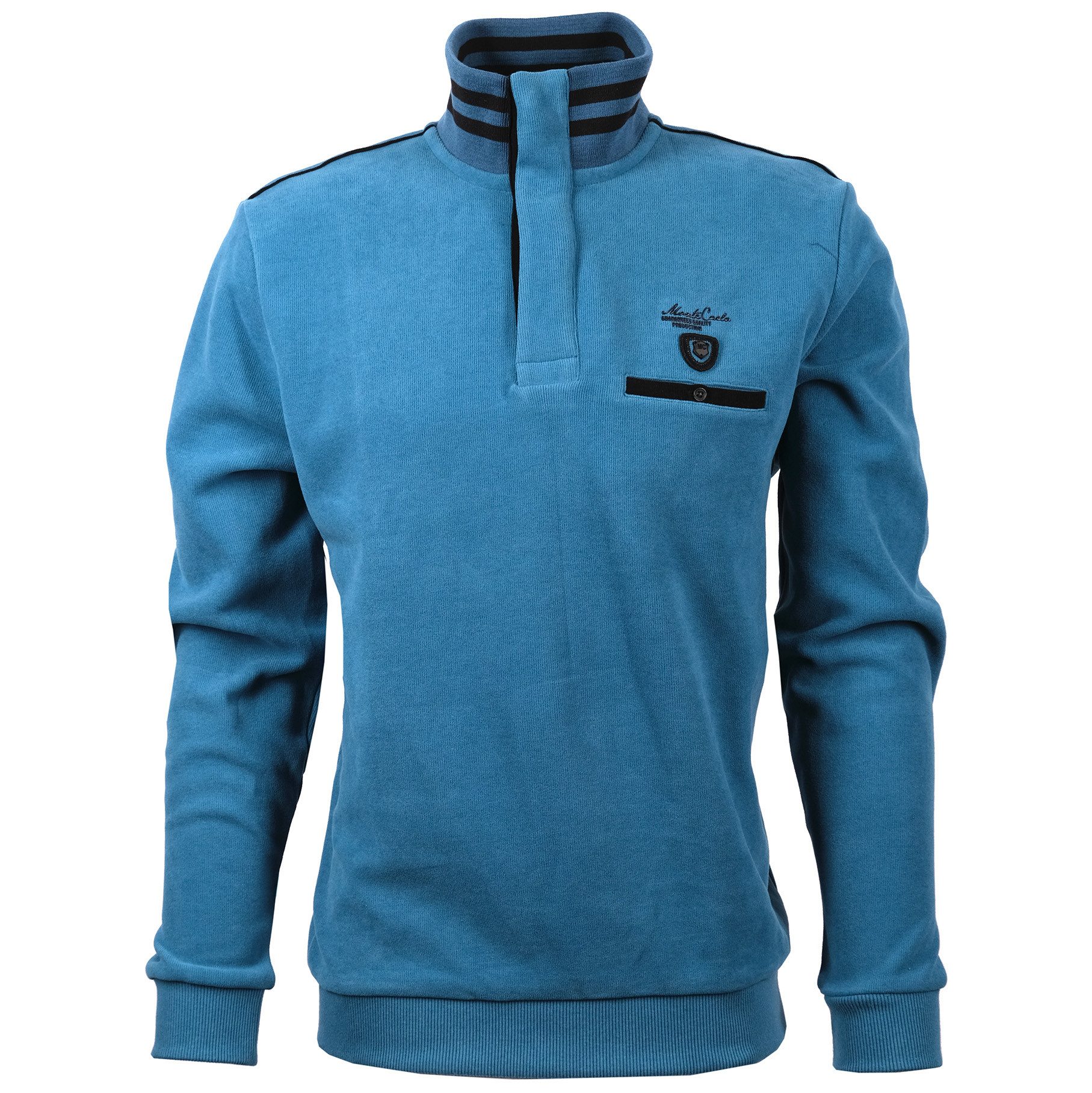 Mode Monte Carlo Sweatshirt Sweat-Shirt Troyer Zip Petrol