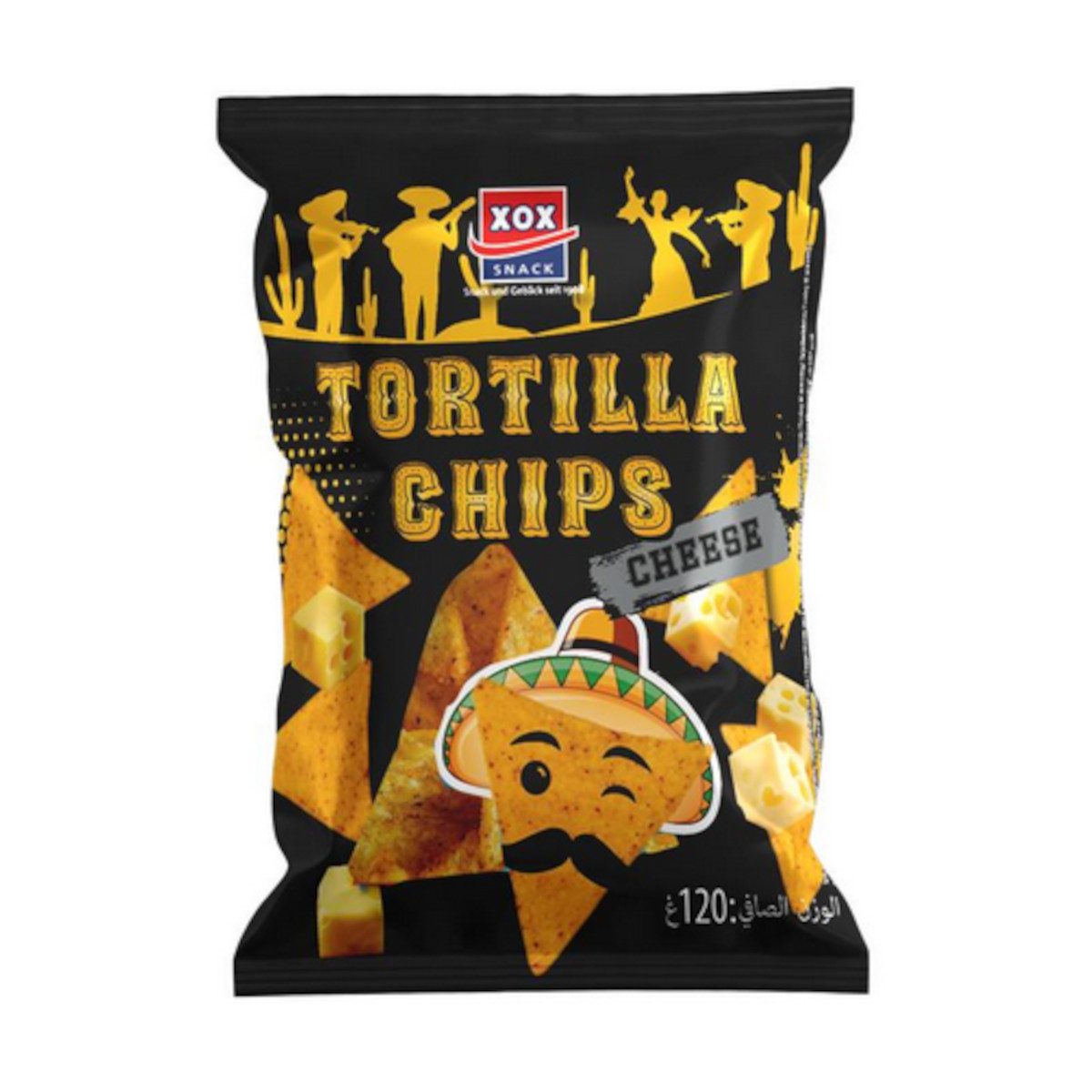 XOX Knabberei, XOX Tortilla Chips Cheese Maischips mit Käsegeschmack Packung 120g