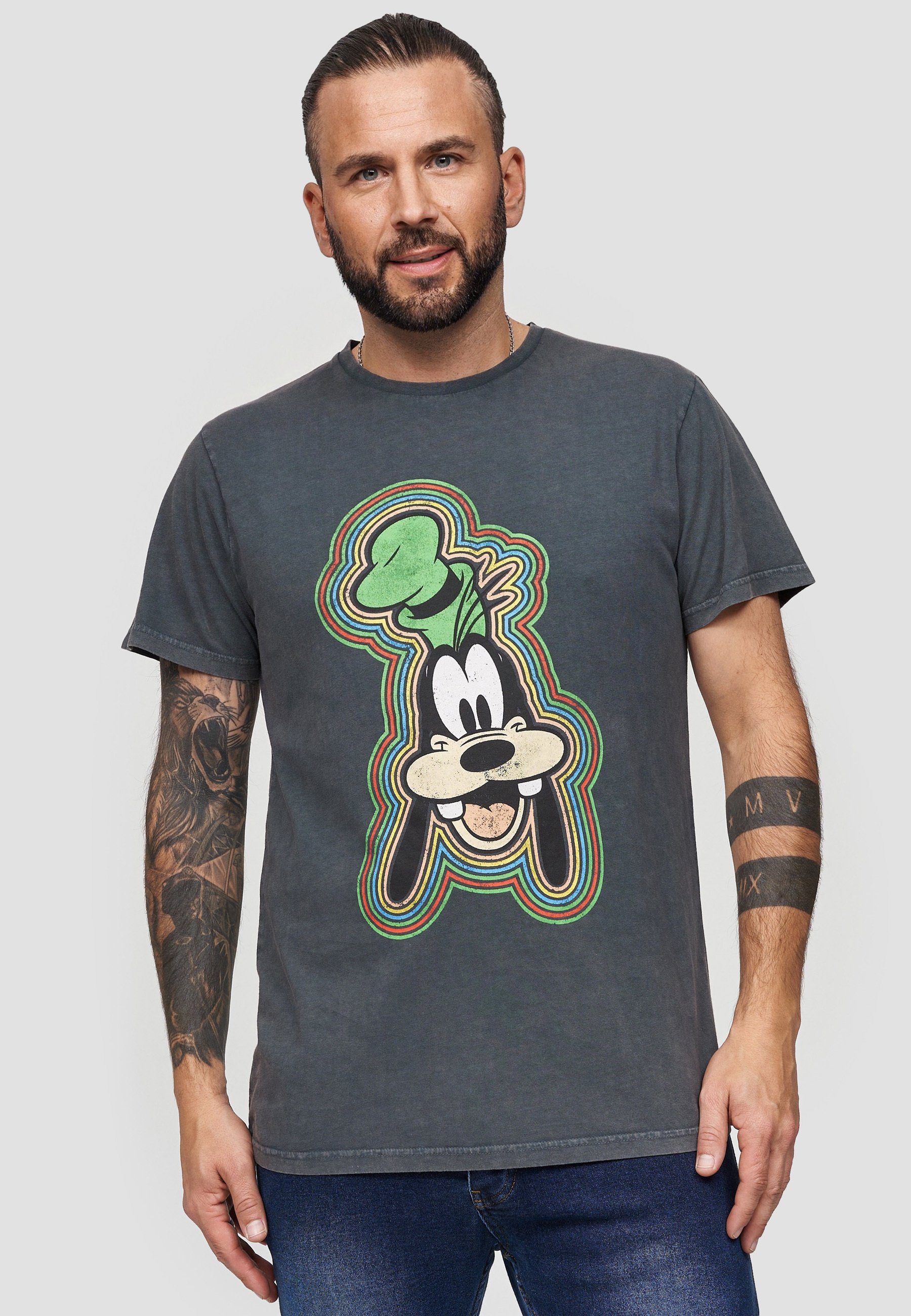 Goofy Recovered Bio-Baumwolle GOTS Outline zertifizierte T-Shirt Kohlegrau Disney