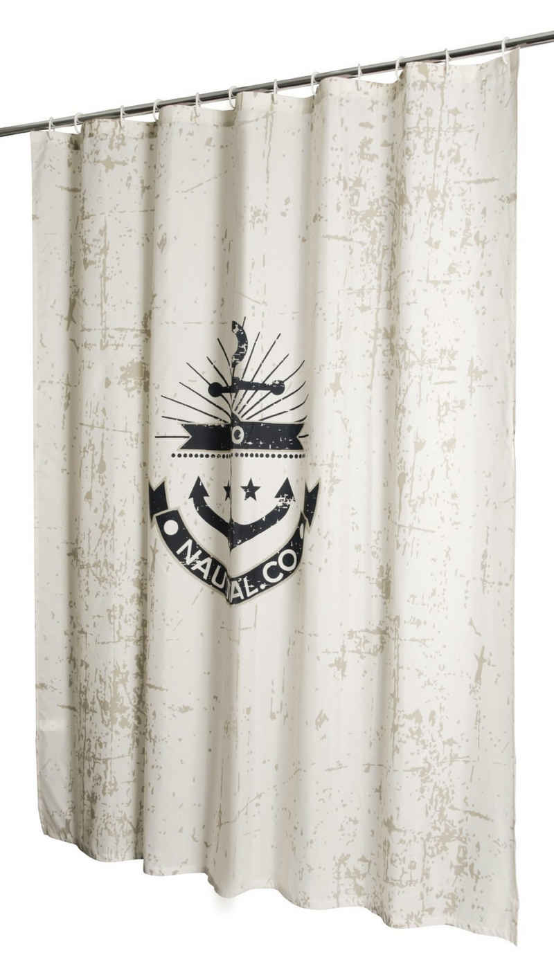 aquaSu Duschvorhang Breite 180 cm (1-tlg., Textil-Duschvorhang), Anti-Schimmel, Antibakteriell, Wasserabweisend, Blickdicht, mit Beschwerungsband, 740074