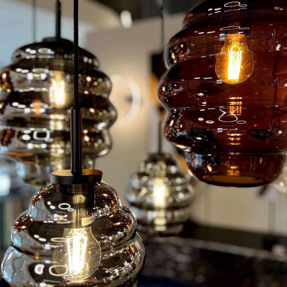 s.luce Pendelleuchte Echos Glas-Hängelampe Aufhängung 150cm Schwarz Braun