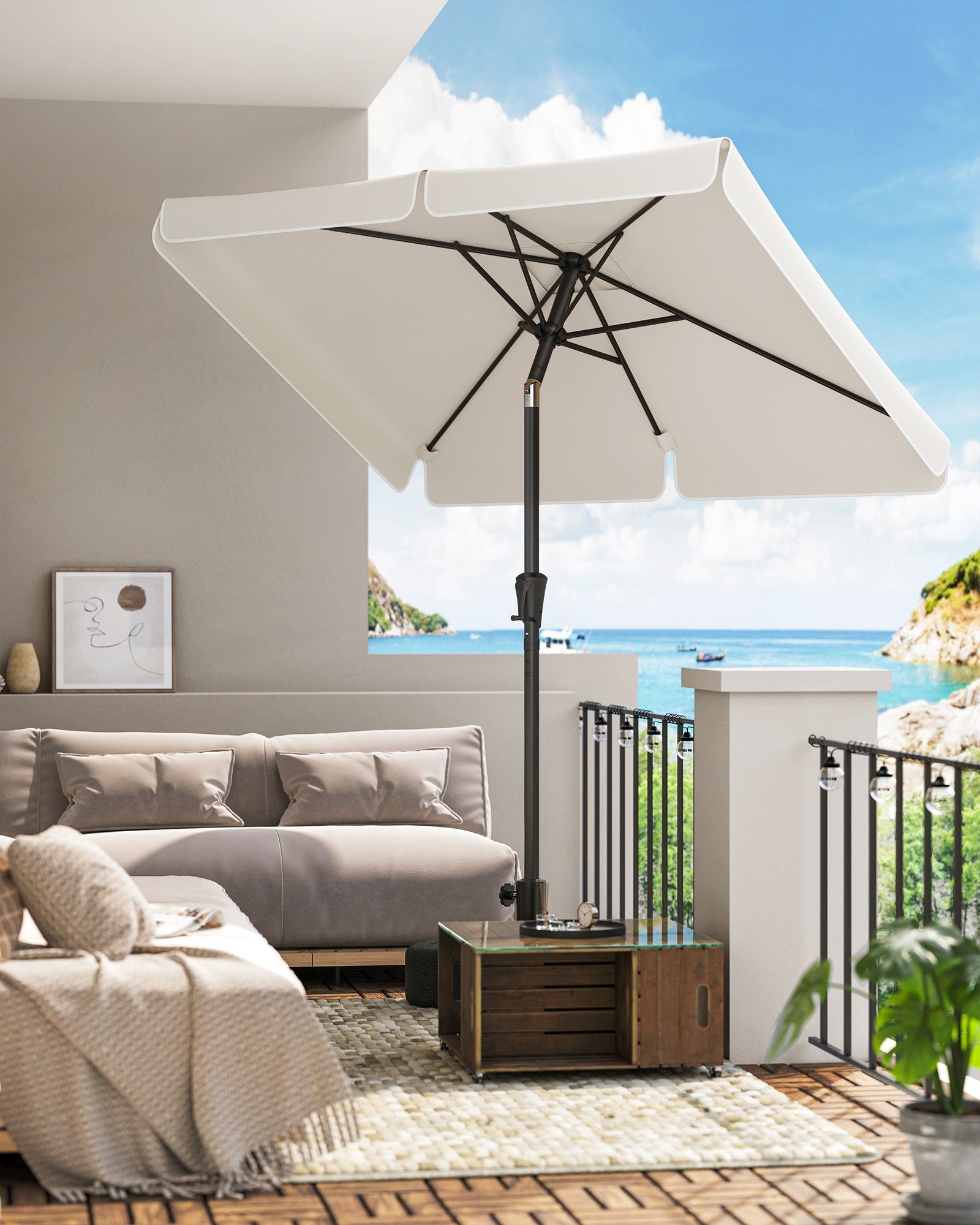 SONGMICS Sonnenschirm, LxB: 200,00x150,00 cm, Balkonschirm, günstig online kaufen