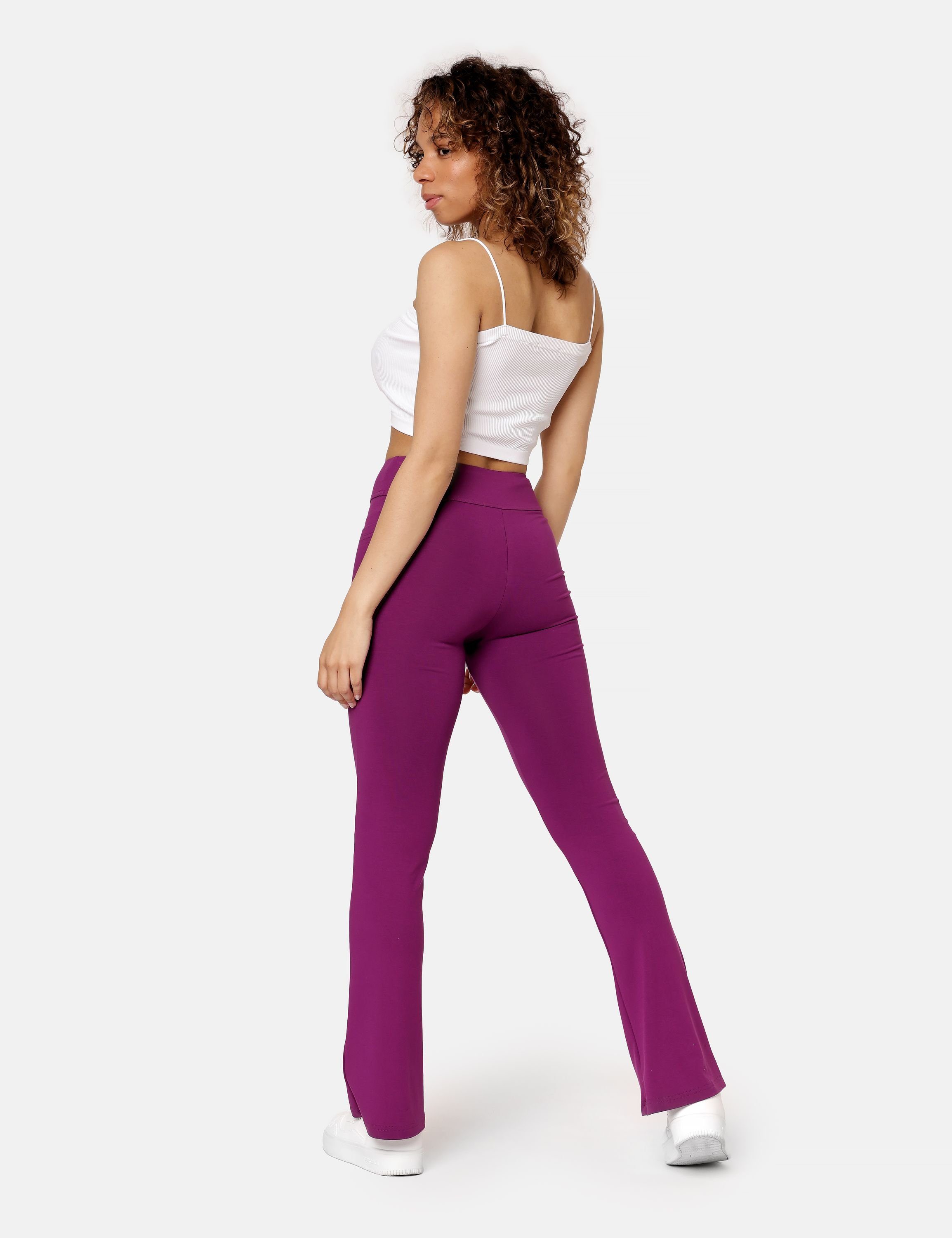 elastischer Bellivalini Hose für Fuchsia zwei Damen (1-tlg) Taschen Bund Leggings mit BLV50-282 Yogahose