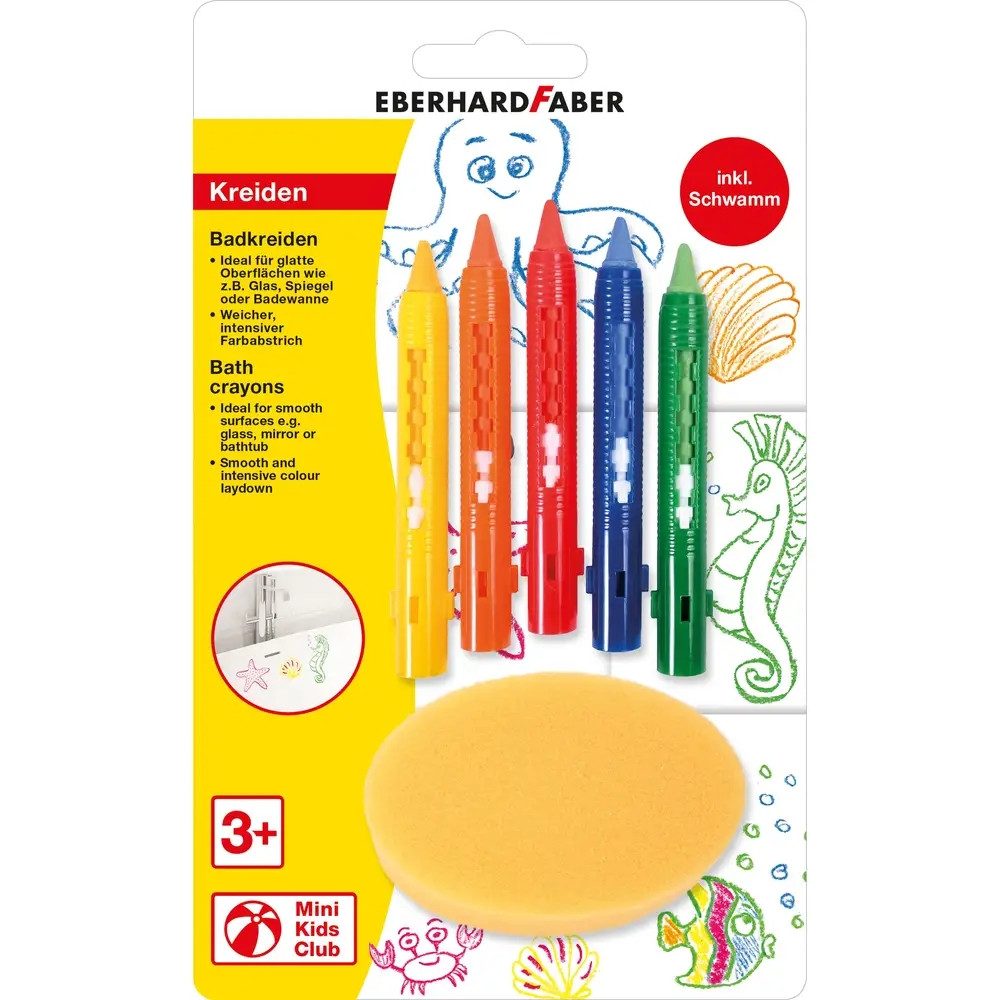 Eberhard Faber Buntstift Faber-Castell Badkreide 5er Blisterkarte mit Schwamm Faber-Castell